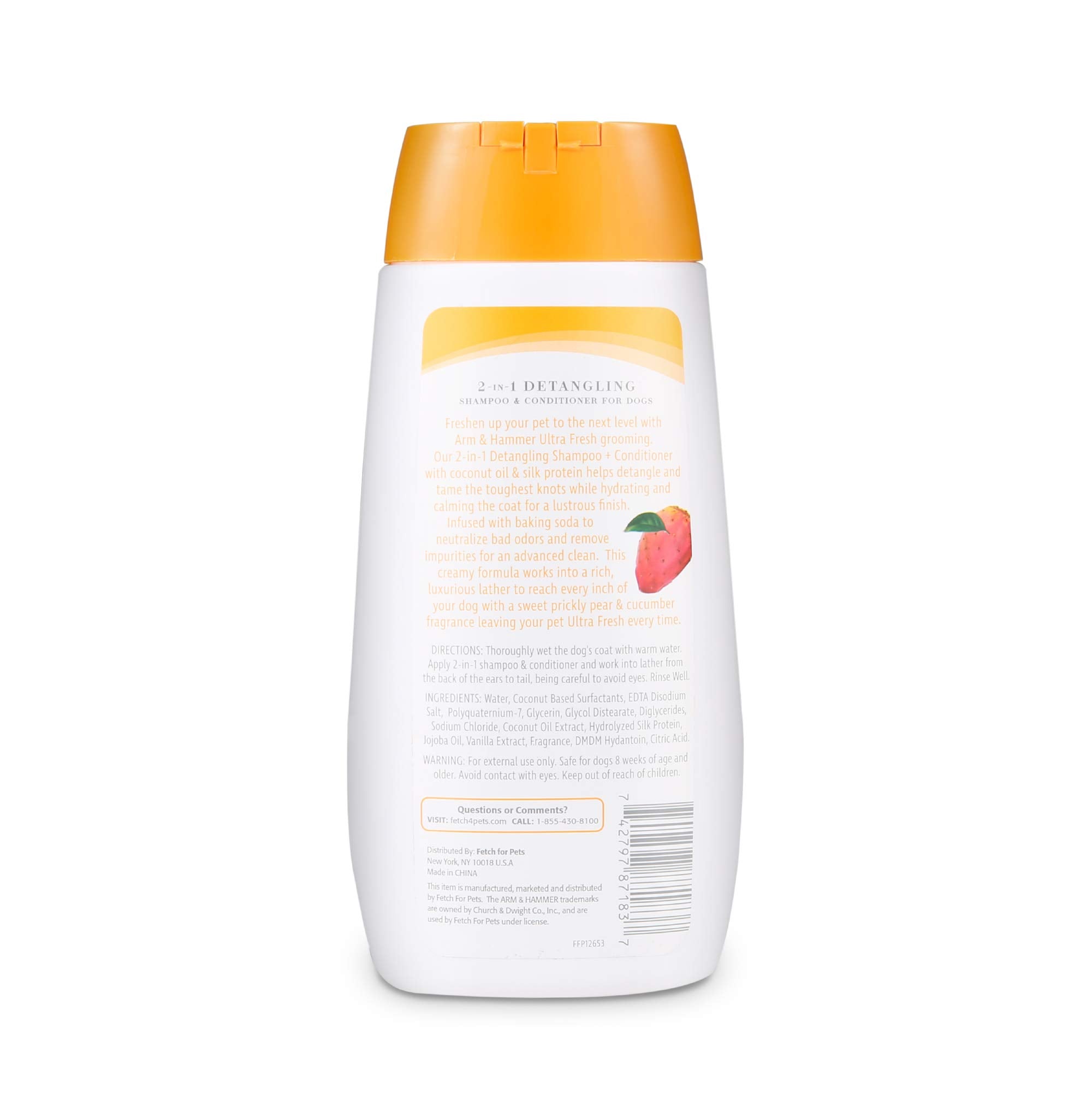 Arm & Hammer Ultra Fresh 2-In-1 Detangling Shampoo And Conditioner, 16 Oz | Baking Soda Neutralizes Bad Odors For An Advanced Clean | Cucumber And Pear Scent