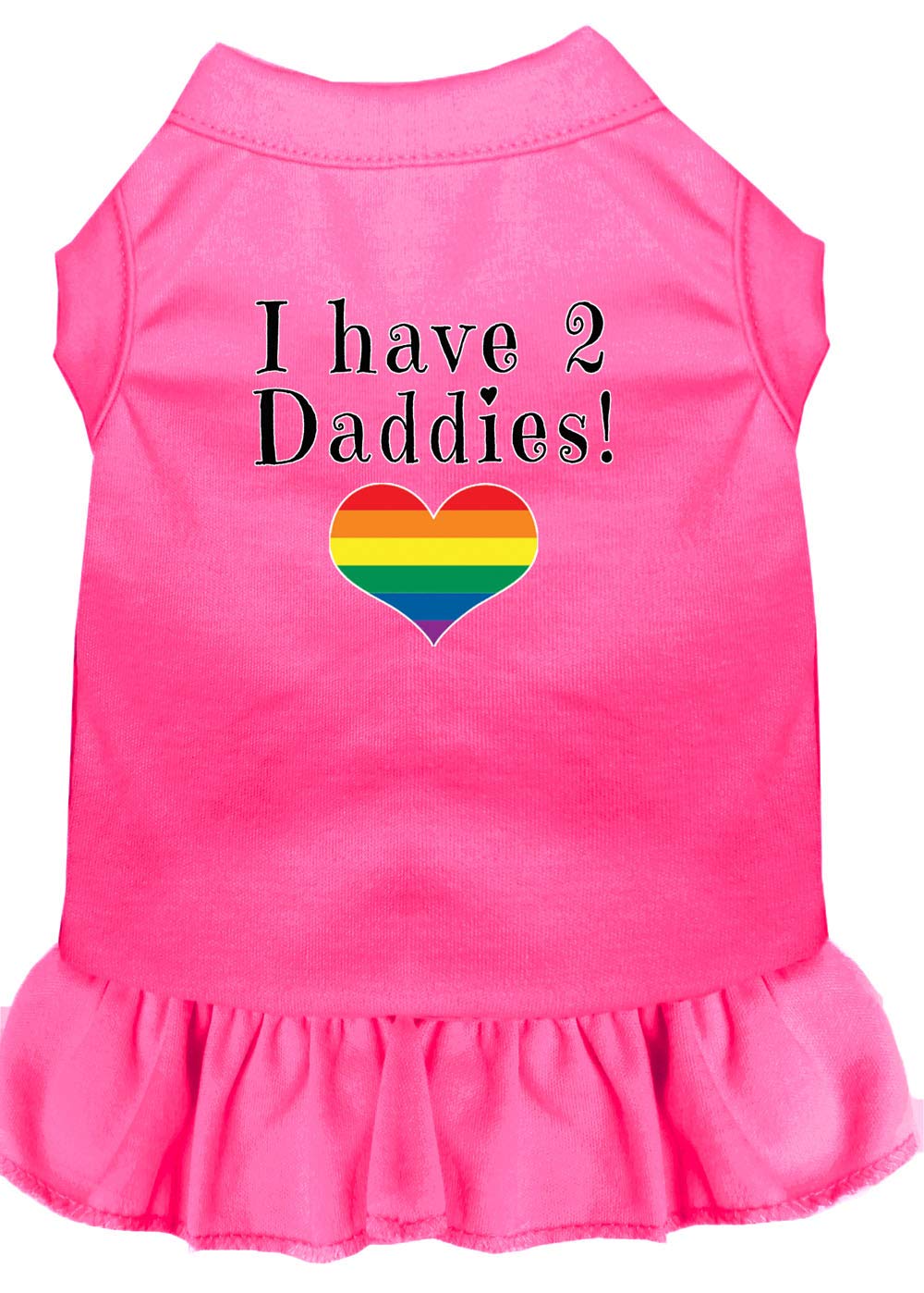Pet Dog & Cat Dress Screen Printed, "I Have 2 Daddies" Bright Pink 2XL (20-25 lbs.)