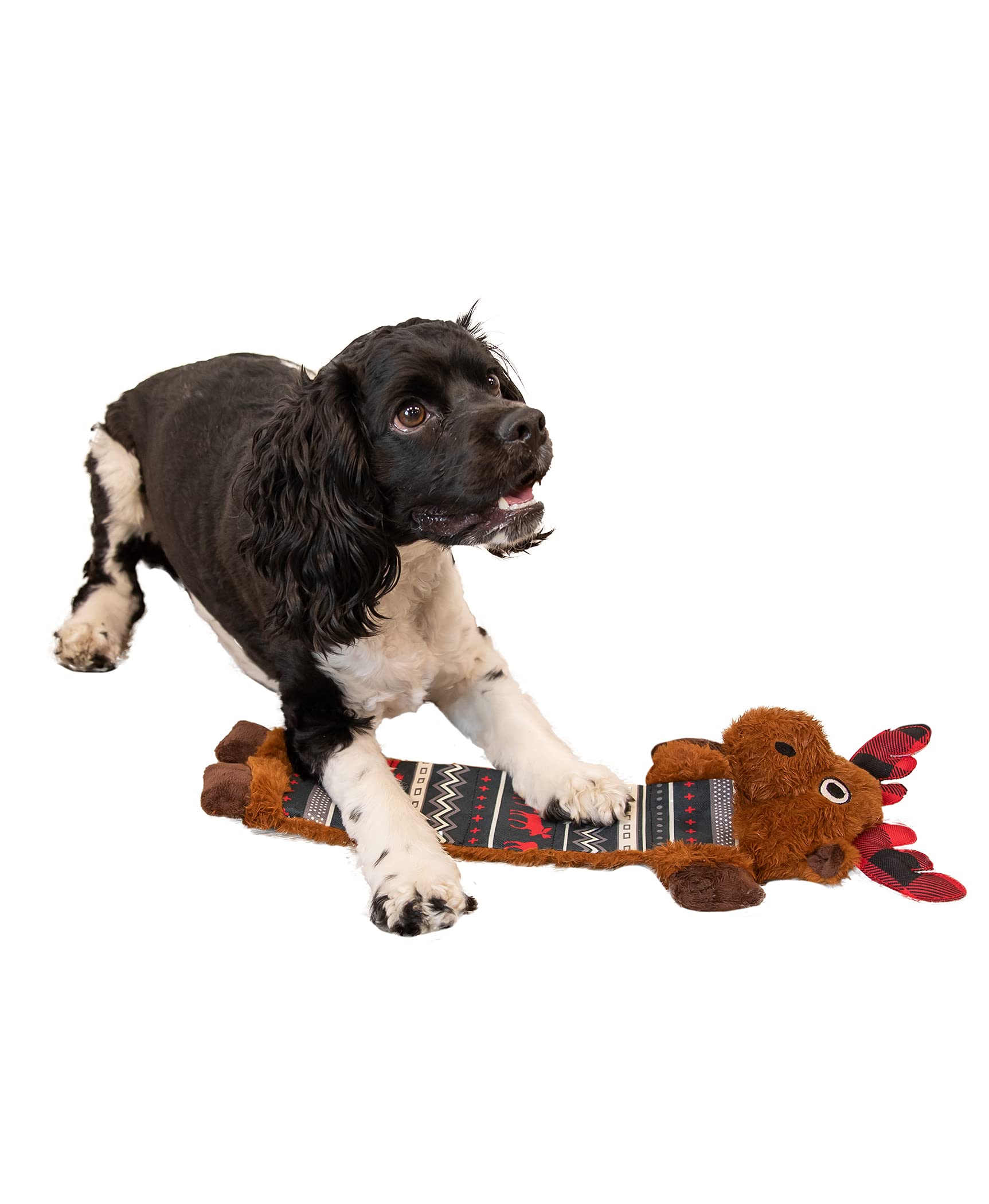 Lazy One Moose Squeaky Dog Toy - Soft Crinkle, Durable Fabric for Small, Medium, Large Dogs - One Size