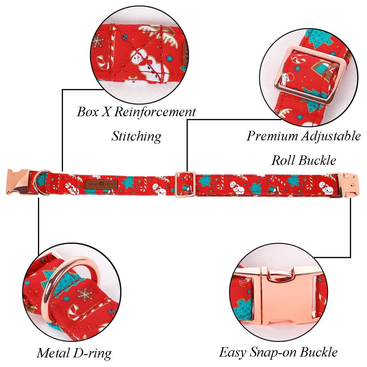 Lionet Paws Christmas Dog Collar With Flower, Dog Flower Collar With Metal Buckle For Dogs And Cats, Adjustable Comfortable Dog Collar Girl Gift, S, Neck 10-16 In