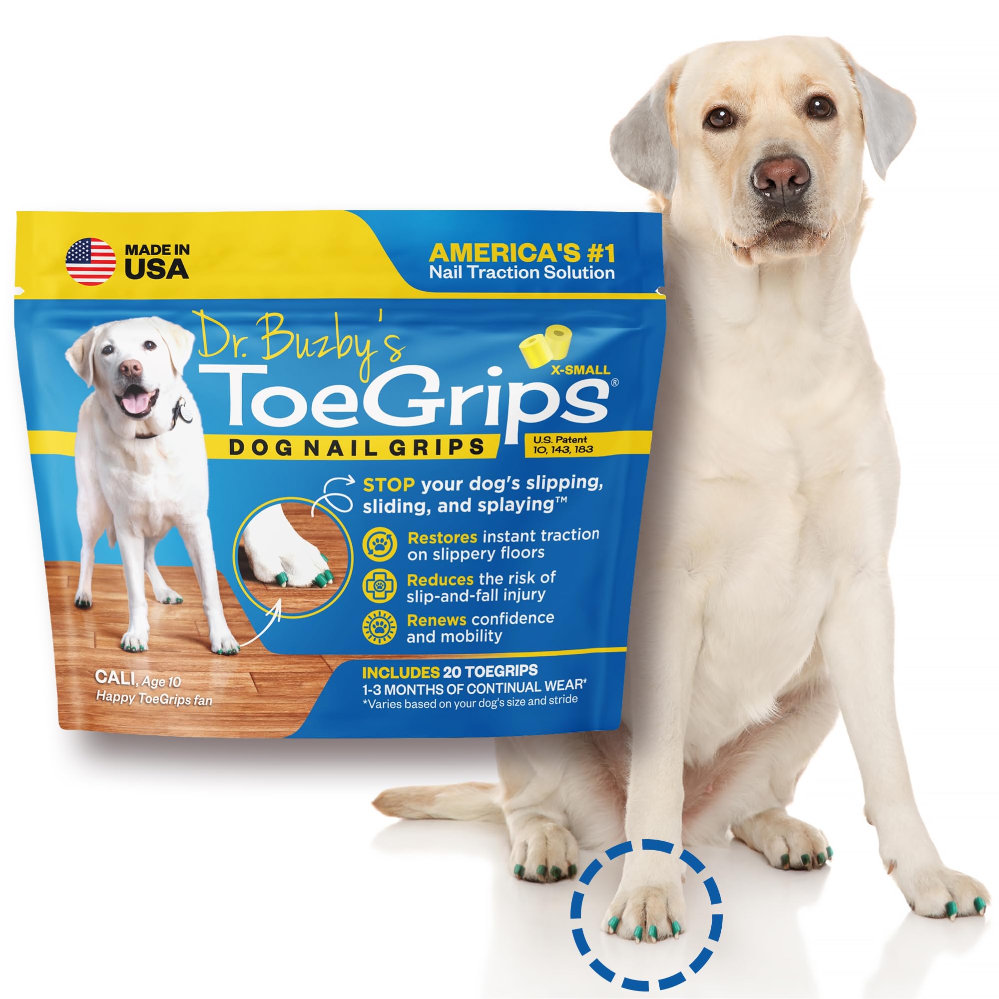 Dr Buzby'S Xsmall Toegrips For Dogs,Instant Traction On Wood/Hardwood Floors,Dog Anti Slip Relief,Dog Grippers For Senior Dogs,S