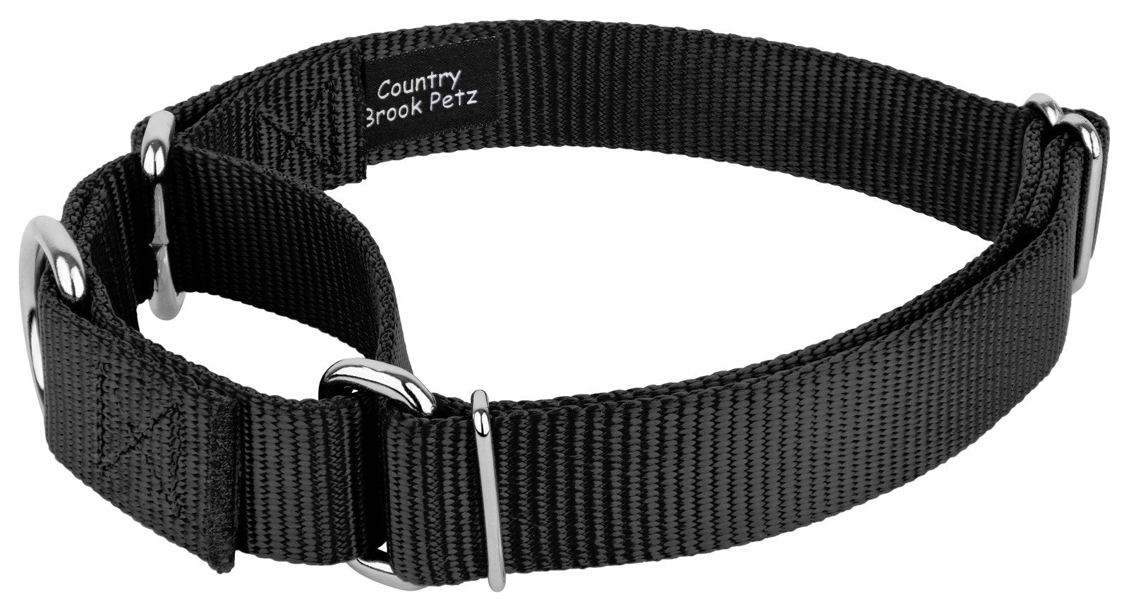 Country Brook Design - Black Martingale Heavy Duty Nylon Dog Collar - 21 Vibrant Color Options (3/4 Inch Width, Small)