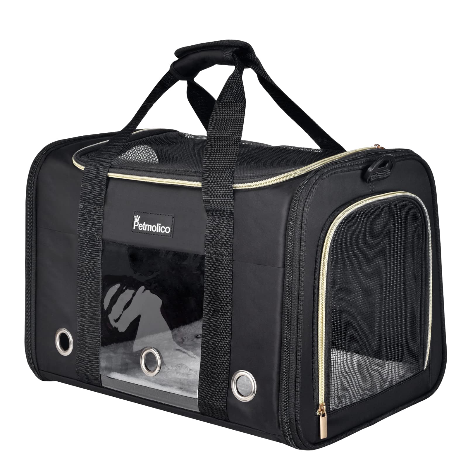 Petmolico Cat Carrier Dog Carrier, Airline Approved Soft Pet Travel Carrier With 3 Open Doors Mesh Windows For Cats Puppy 16 Lbs