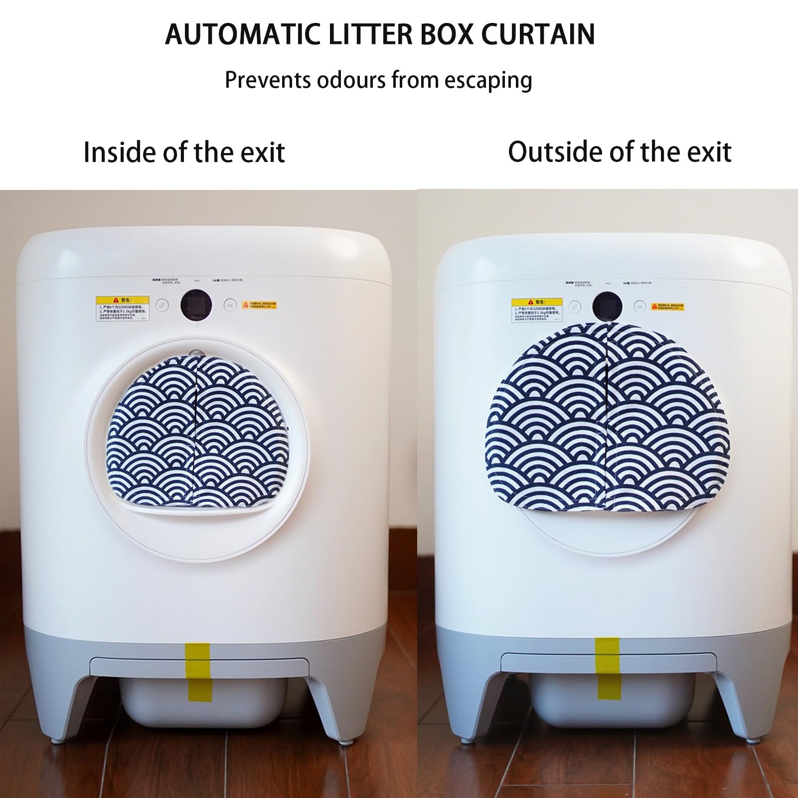 Curtain for Self Cleaning Cat Box, Reduces Litter Bounce, Stops Odors (Wave, Round)