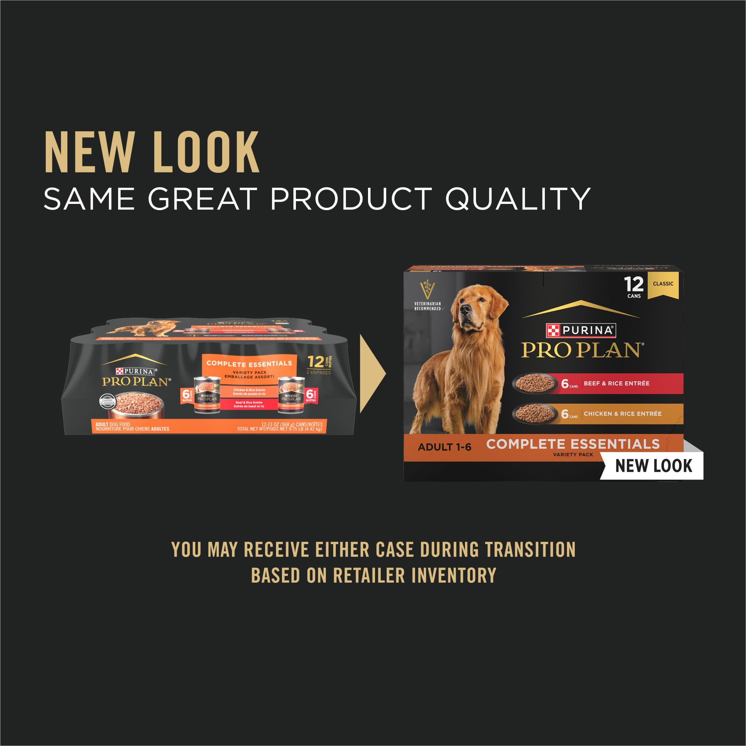 Purina Pro Plan High Protein Dog Food, Wet Dog Food Variety Pack, Classic Pate Entrees - (Pack of 12) 13 oz. Cans