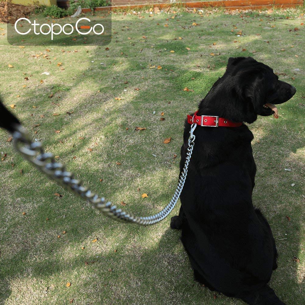 Ctopogo Heavy Duty Dog Leash,Metal Dog Leash Dog Chain With Padded Handle For Large & Medium Size Dogs (6 Ft. X 3.0 Mm (25-120 Lbs.))