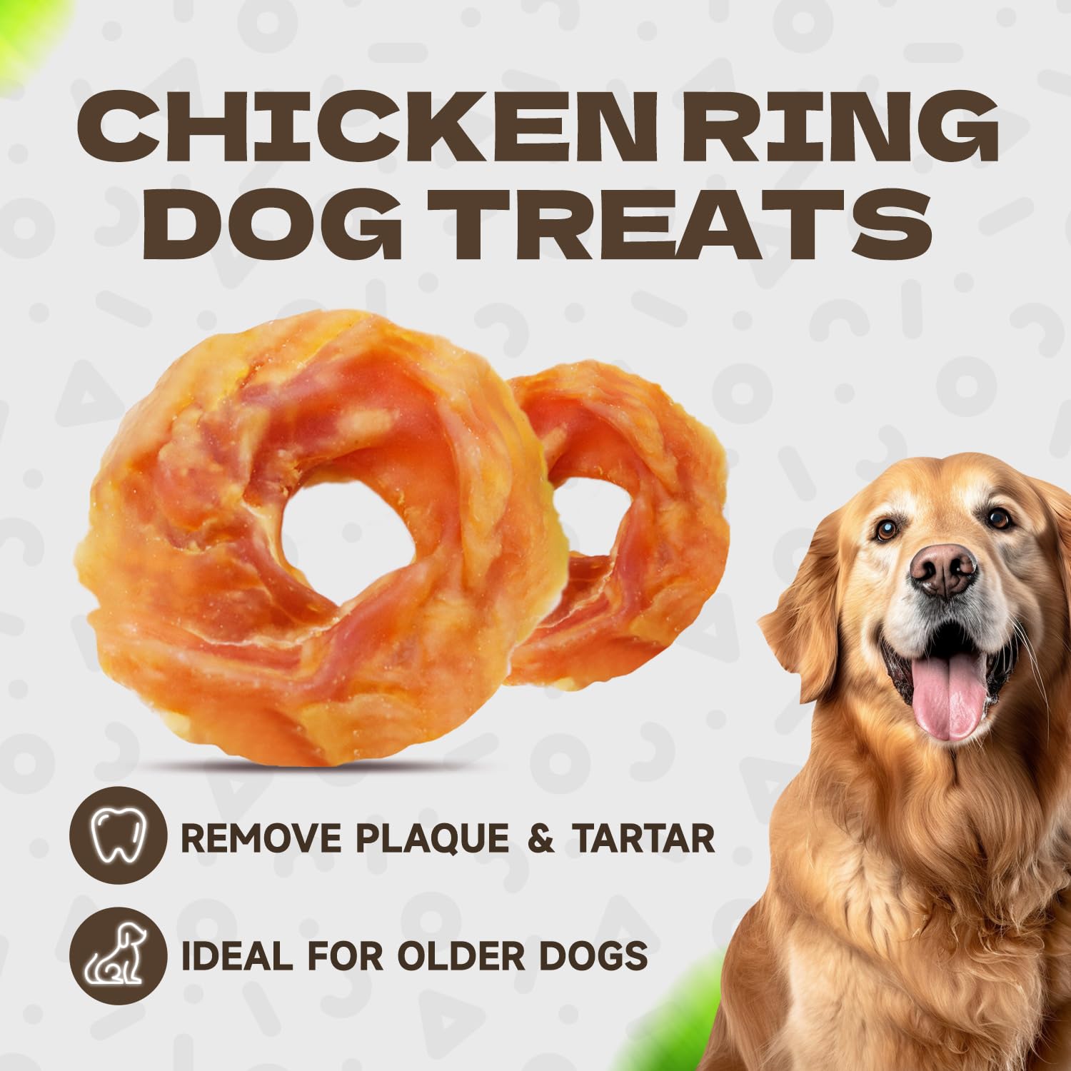 KUADELRO Chicken Rings Dog Treats, Natural Chicken Breast Jerky Rawhide-Free Soft Chews Healthy Dog Training Treats for Small Me