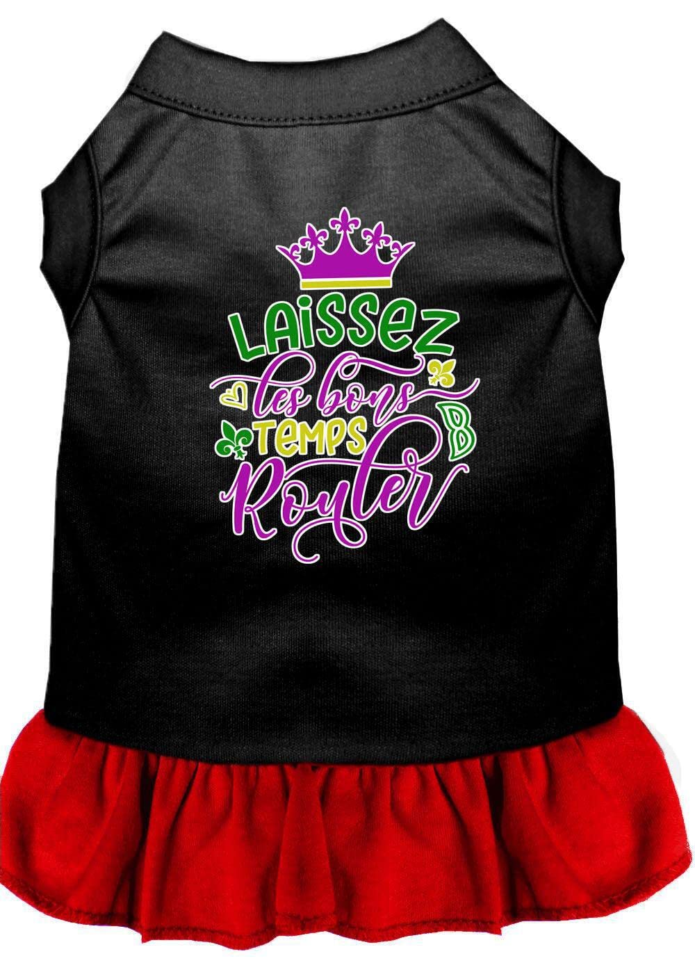 Pet Dog and Cat Dress Screen Printed, "Laissez Les Bons Temps Rouler" Purple 2XL (20-25 lbs.)