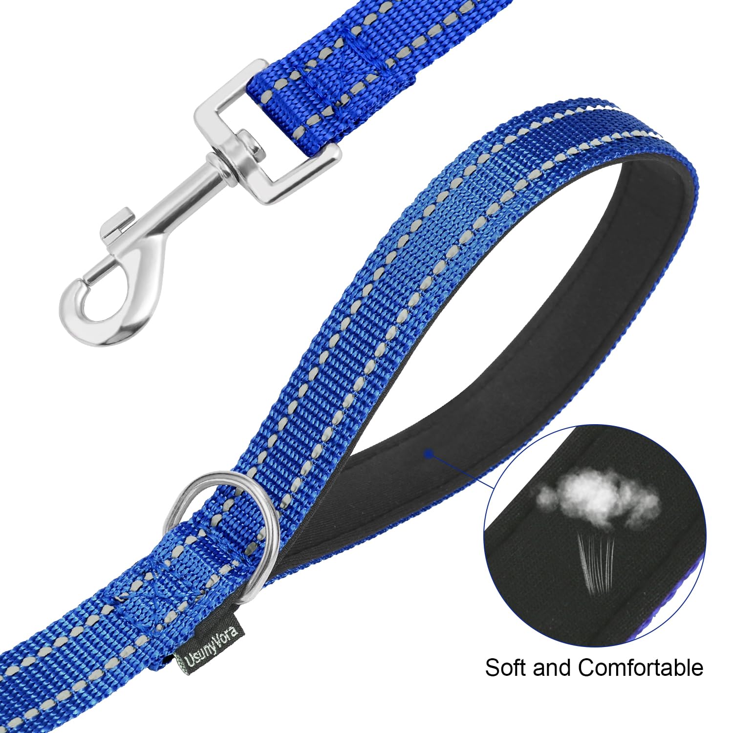 Usunyvora Reflective Nylon Dog Leash For Walking,Strong Dog Leash With Padded Handle For Small And Medium Dogs,4 Ft,Navy Blue