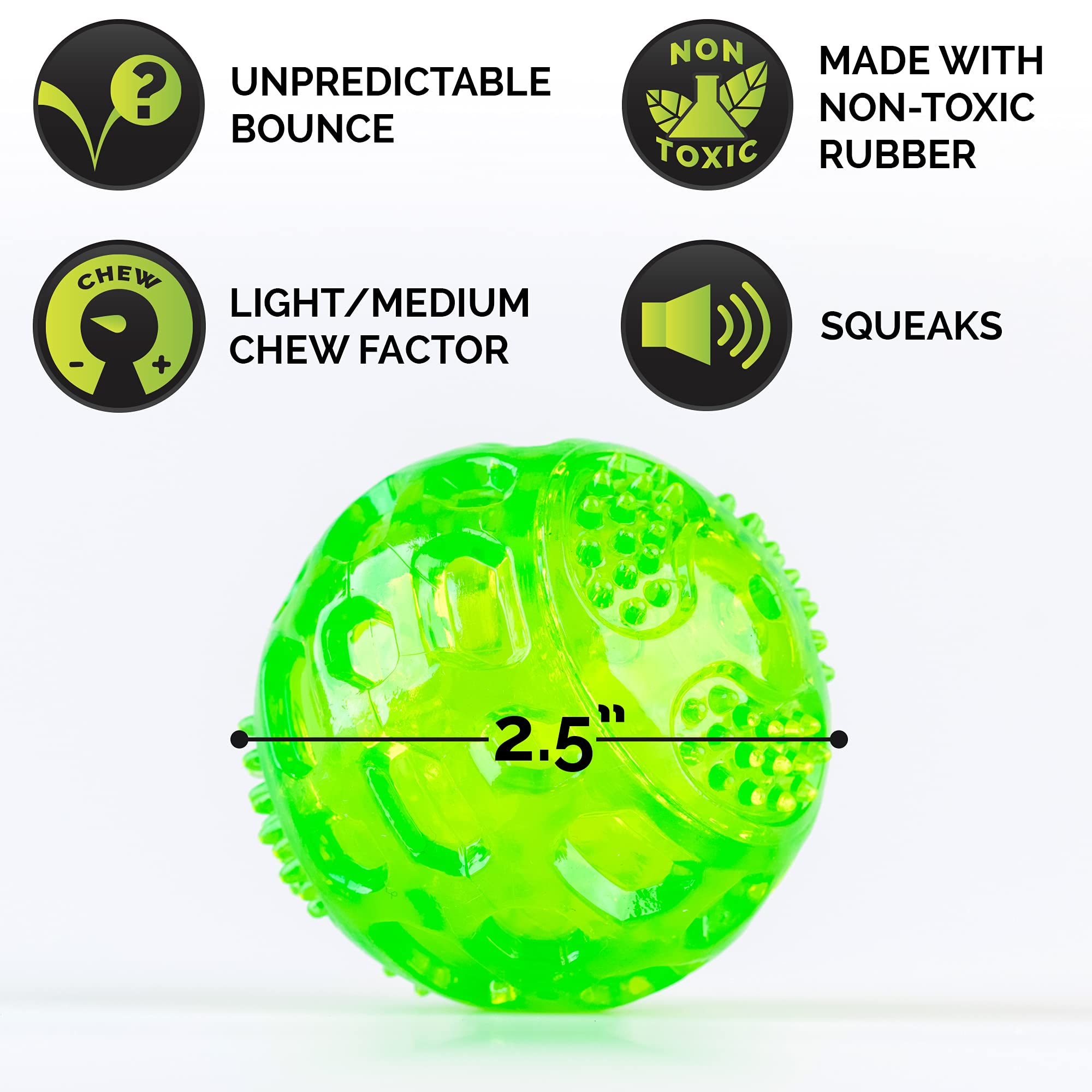 Hyper Pet DuraSqueak Dog Ball Toy - 2.5 Inch Green Floating Interactive Squeaky Toy for Fetching & Retrieving, Ideal Tennis Ball Alternative