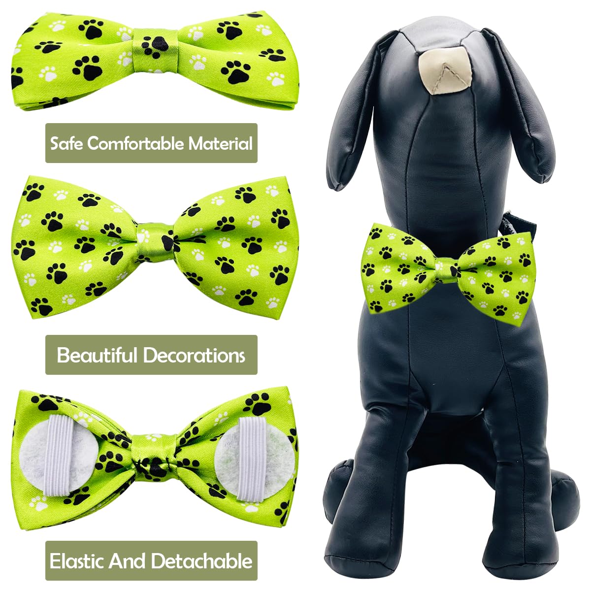Pet Show 50Pcs Paw Bone Printed Small Dogs Bowties Collar Attachment Bows Embellishment Medium Dog Puppies Cats Collar Charms Ac