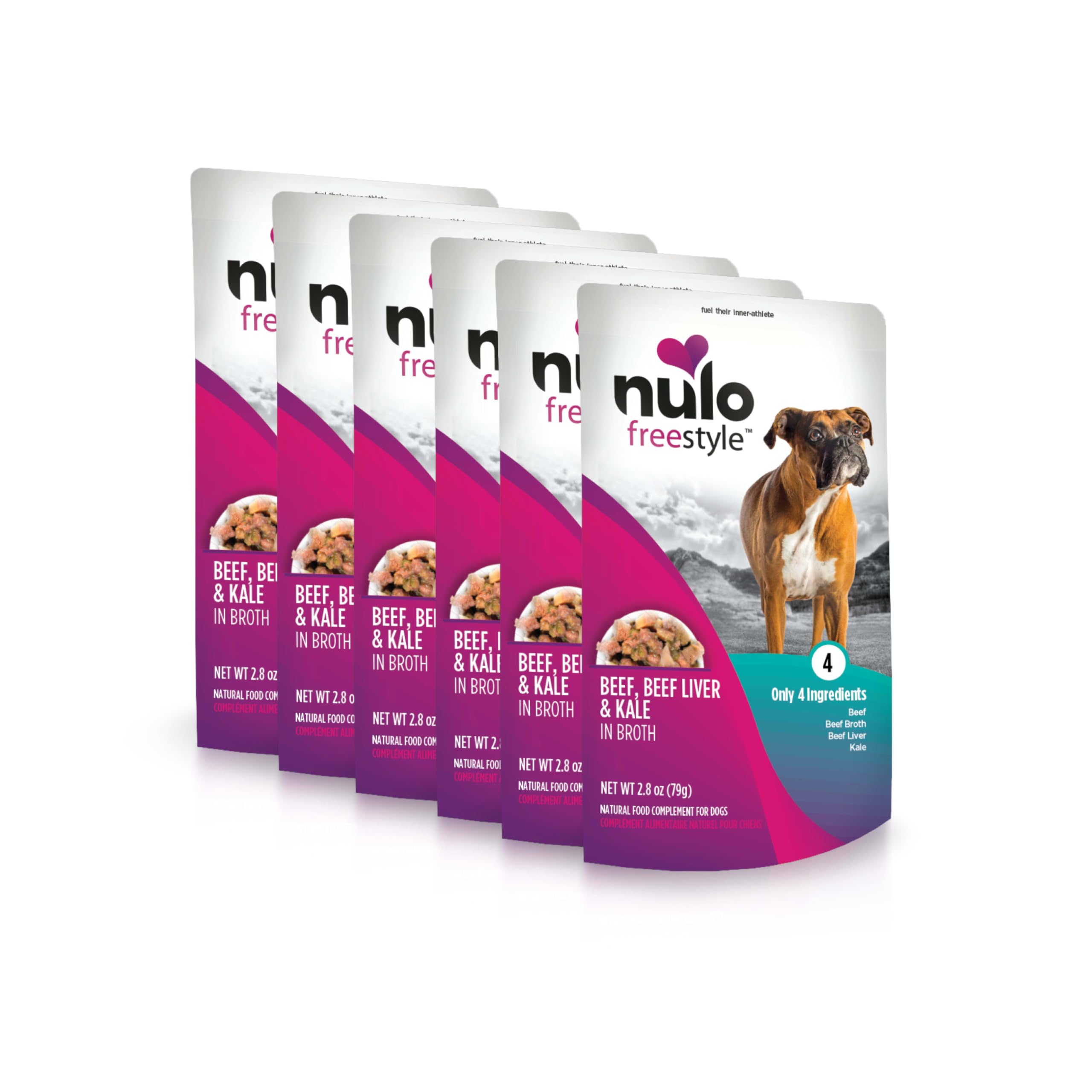 Nulo Freestyle Beef, Beef Liver & Kale in Broth Real Meat Dog Food Topper, 2.8 Ounce (Pack of 6)