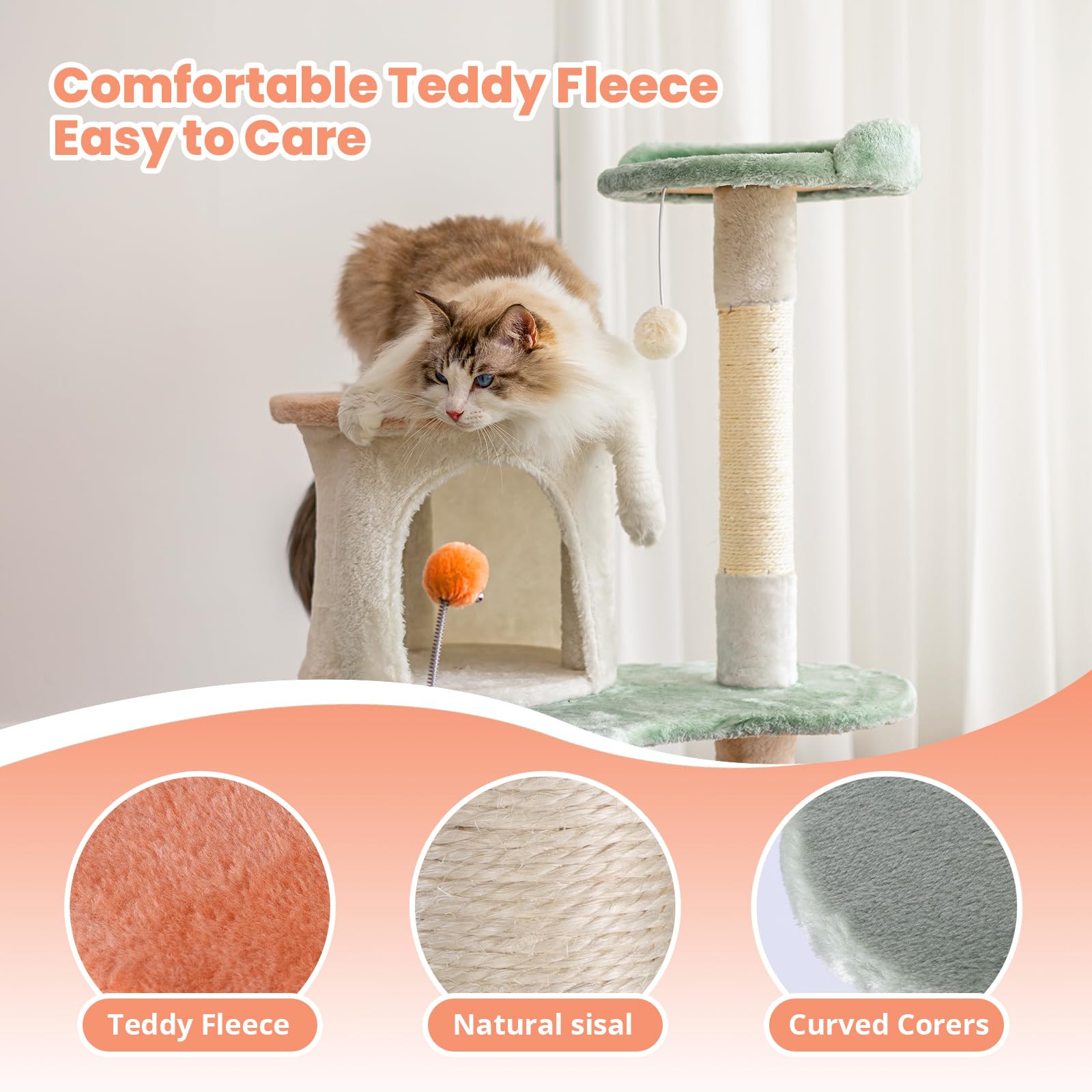 HYABI Cat Tree - 63 Inch Creative Flower Climbing Frame, Large 7 Platforms, Engineered Wood, Brown, Model HB-011