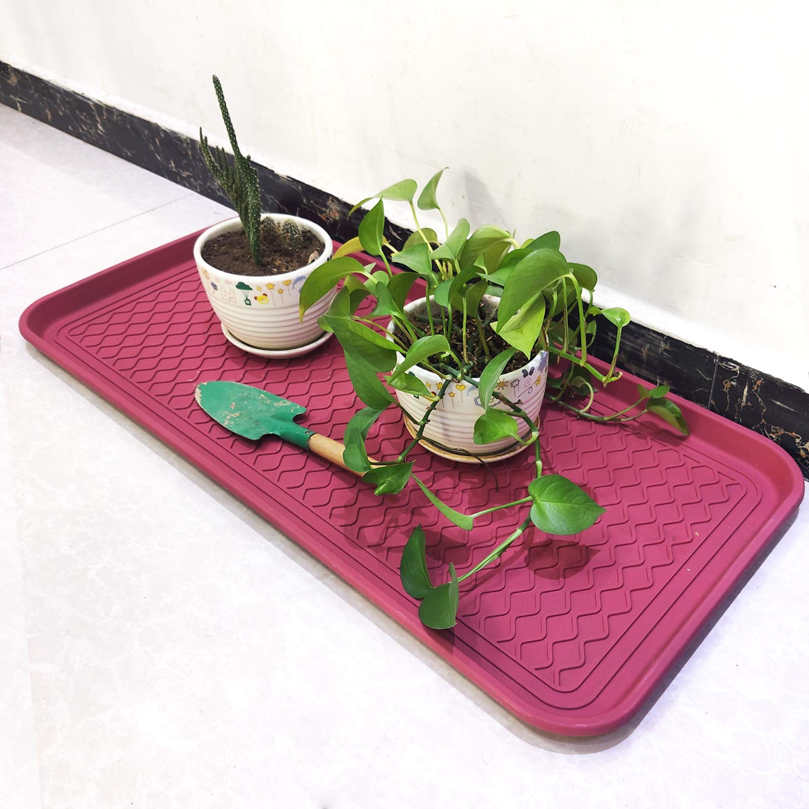 FDGARDEN Boot Tray 2 Pack Large Multifunctional Boot Mat Washable Indoor or Outdoor Tray Mat for Shoes Boots Plants Pots Paint T