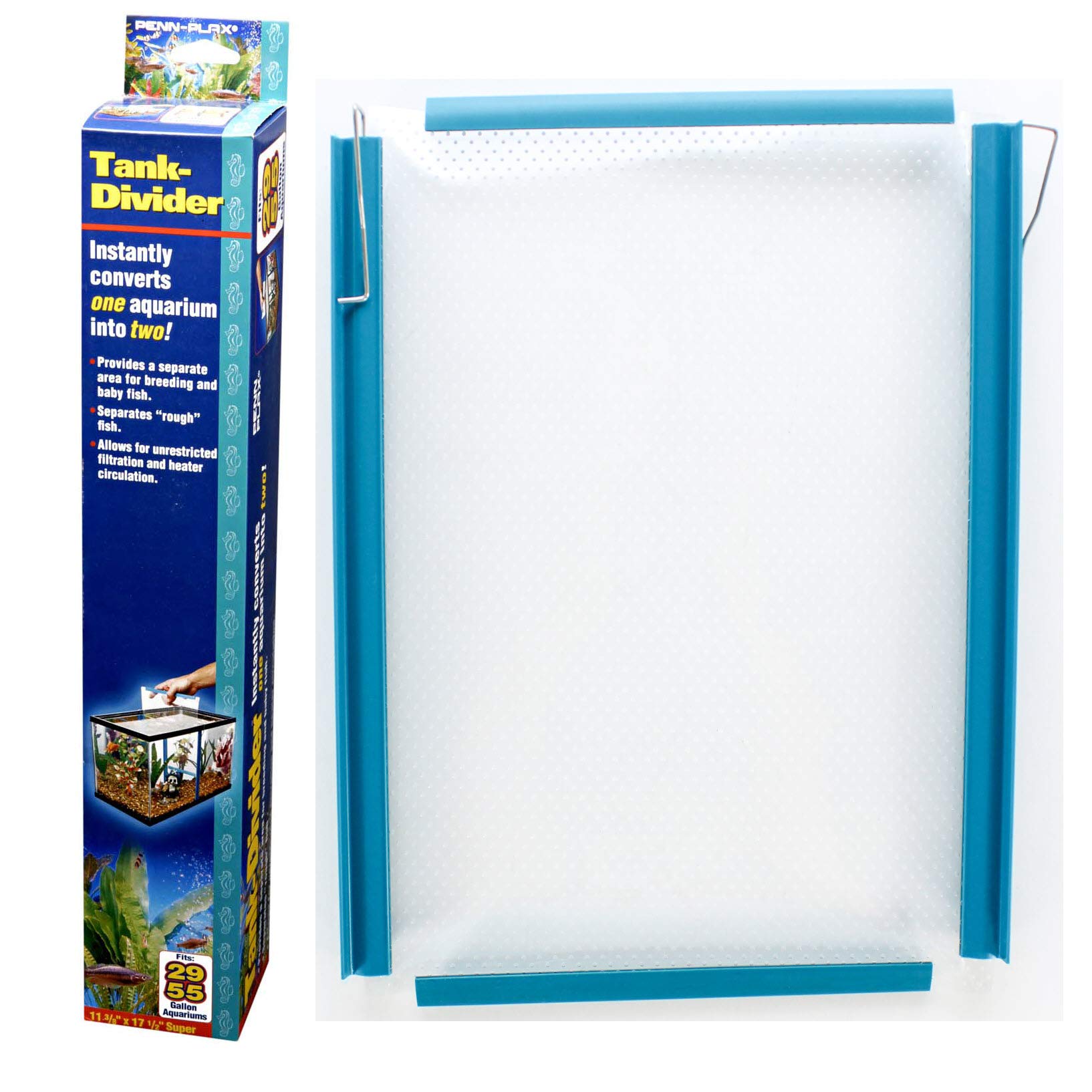 Penn-Plax Tank Divider Clear Blue 11.37 In X 17.5 In Super - Pds-030172014277