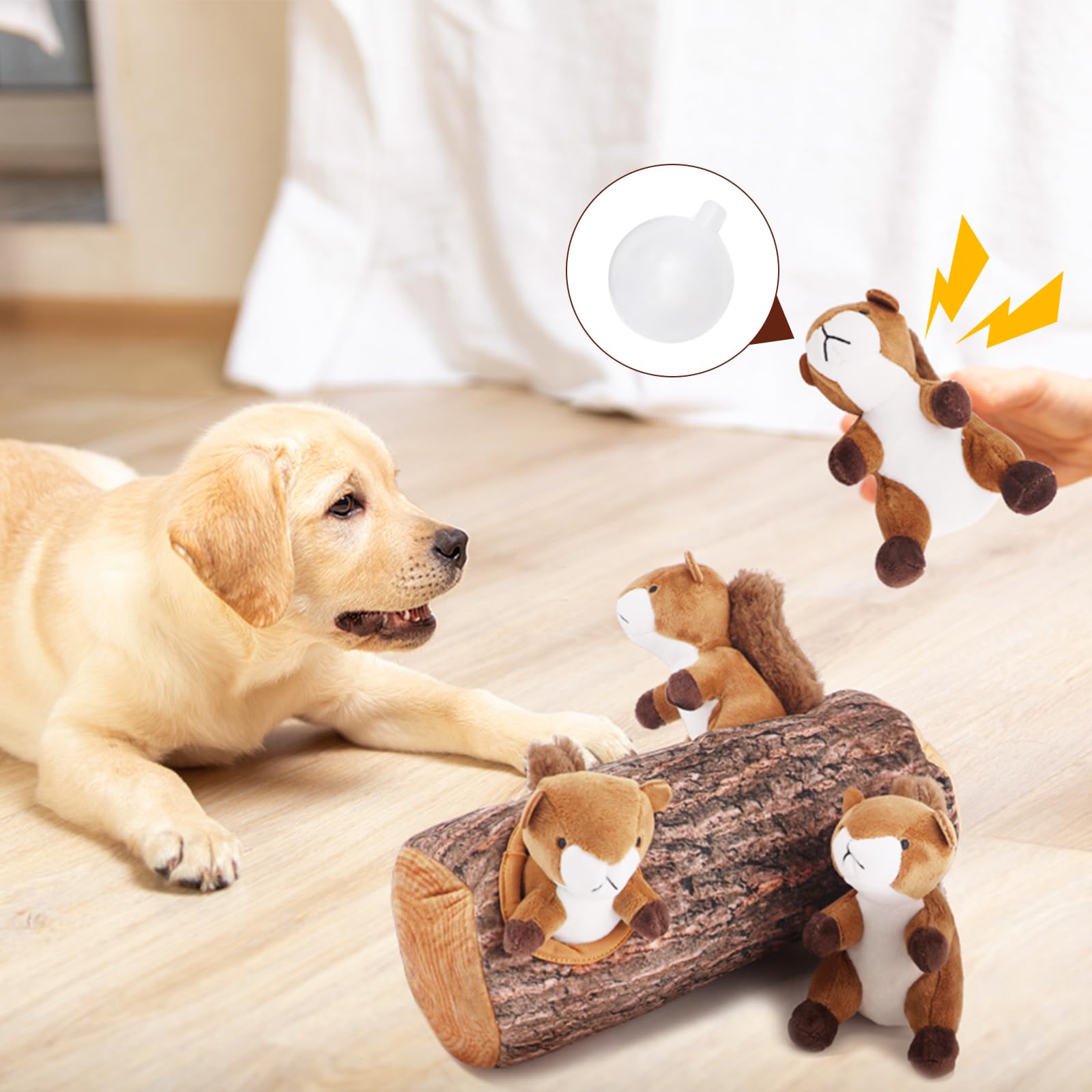 IFOYO Hide and Seek Squeaky Dog Toys for Boredom, Squirrel Interactive Pet Product for Puppies, Small and Medium Dogs