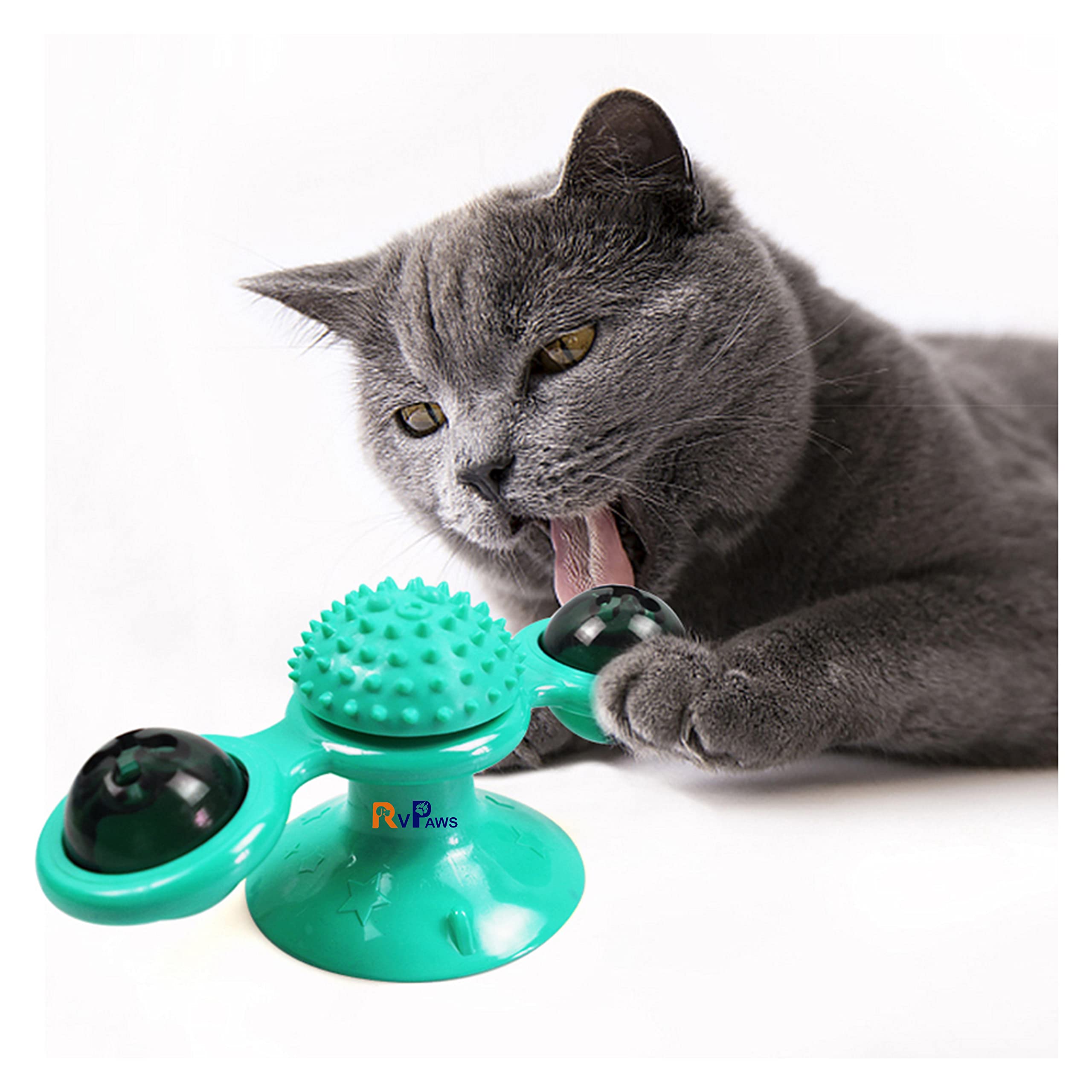 Woofy Interactive Cat Toys Ball Funny Toy With Suction Cup Portable, Pet Exercise Smart Cat Toy With Spinning Catnip Balls And L