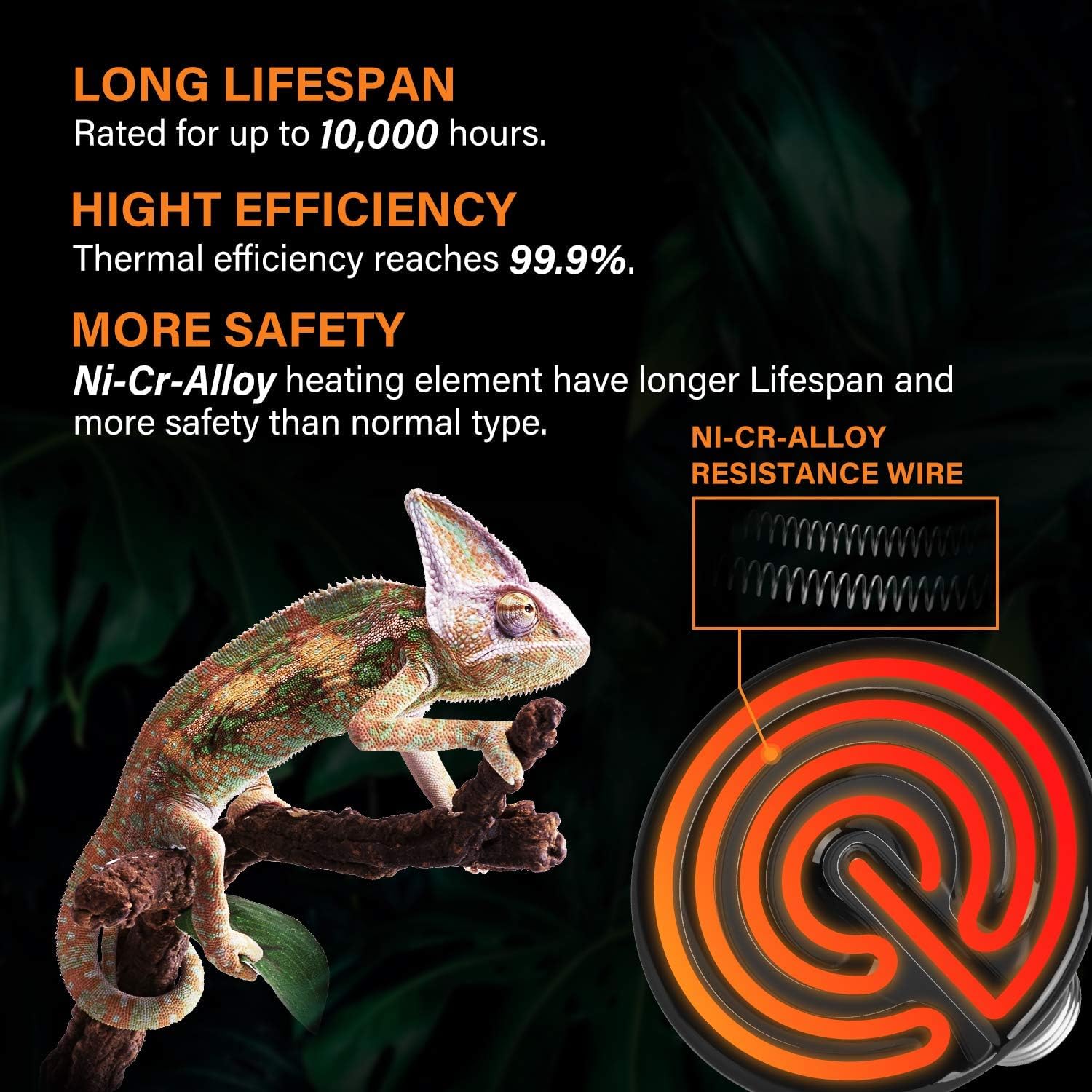 Simple Deluxe 150W Ceramic Heat Emitter Reptile Heat Lamp with Digital-Thermometer, for Pet Brooder Coop Chicken, Dragon Turtle