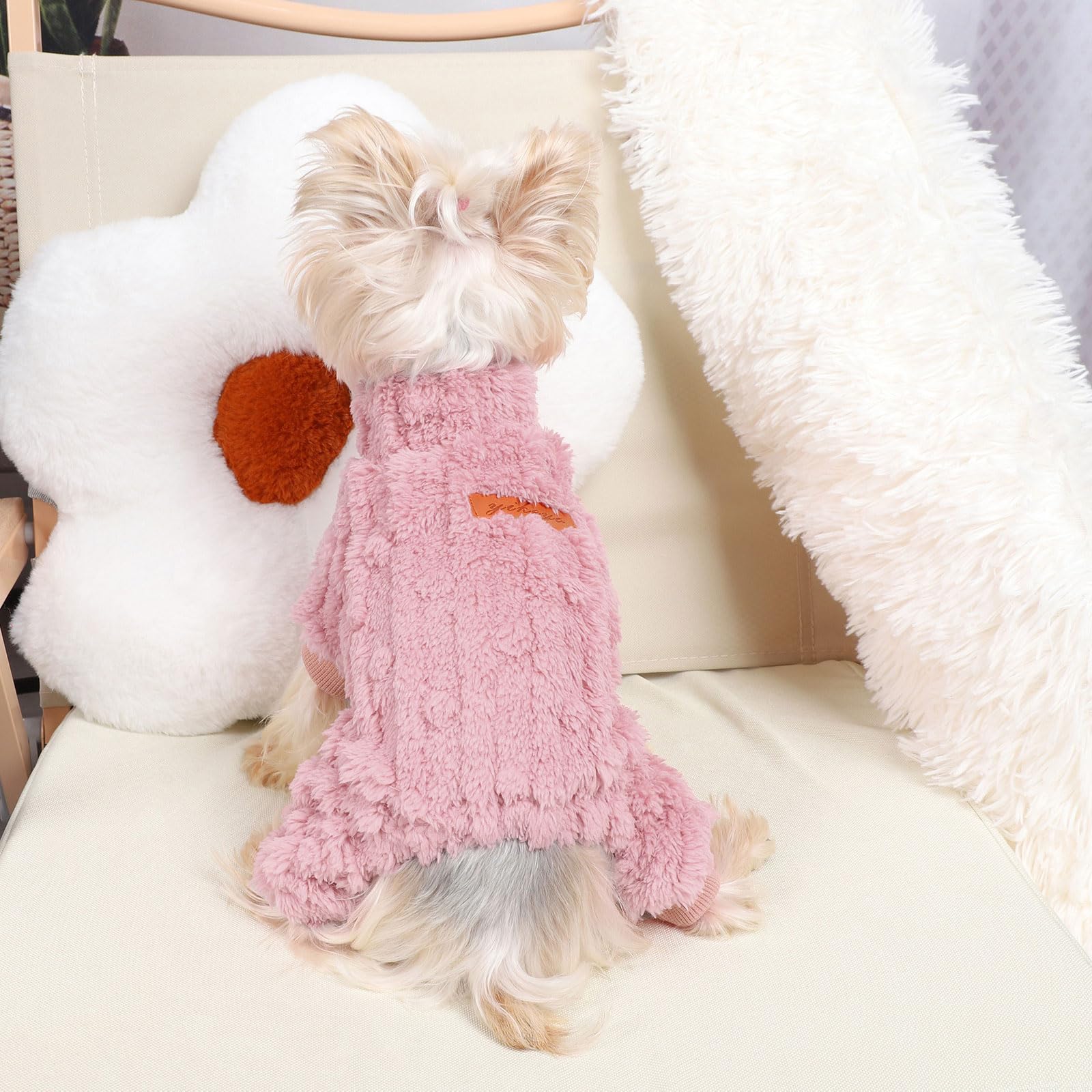 Kosiyi Dog Sweaters For Small Dogs, Valentine'S Day & Halloween Dog Clothes, Turtleneck Pullover, Pink, X-Small, Cotton Blend Fl
