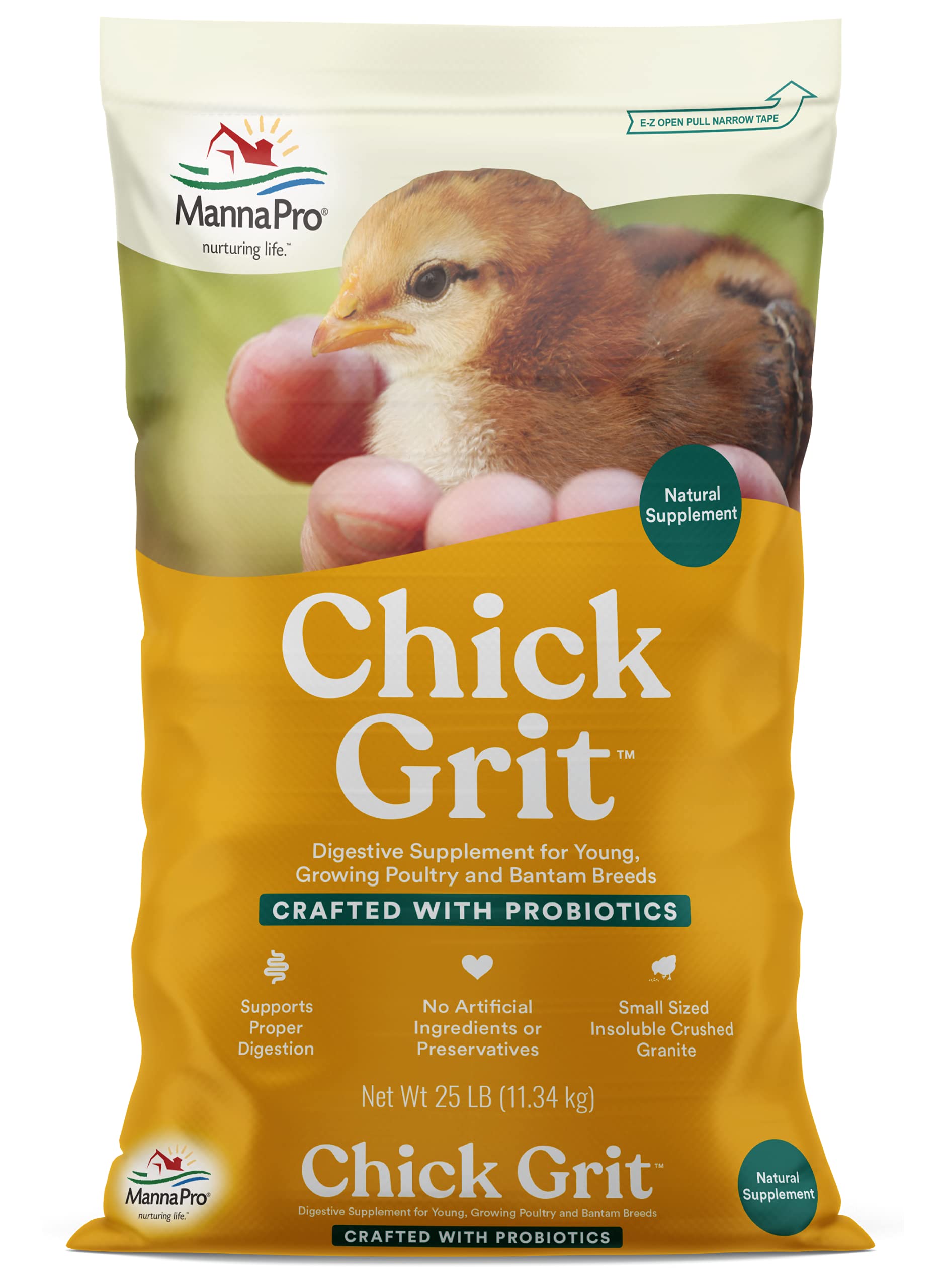 Manna Pro Chick Grit, Digestive Supplement for Young Poultry and Bantam Breed, Probiotics to Support Digestion, No Artificial In