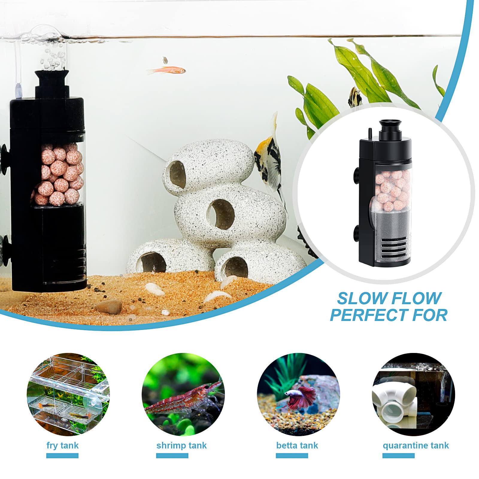 hygger Small Aquarium Bio Sponge Filter for 6-20 Gallon Fish Tanks - Black