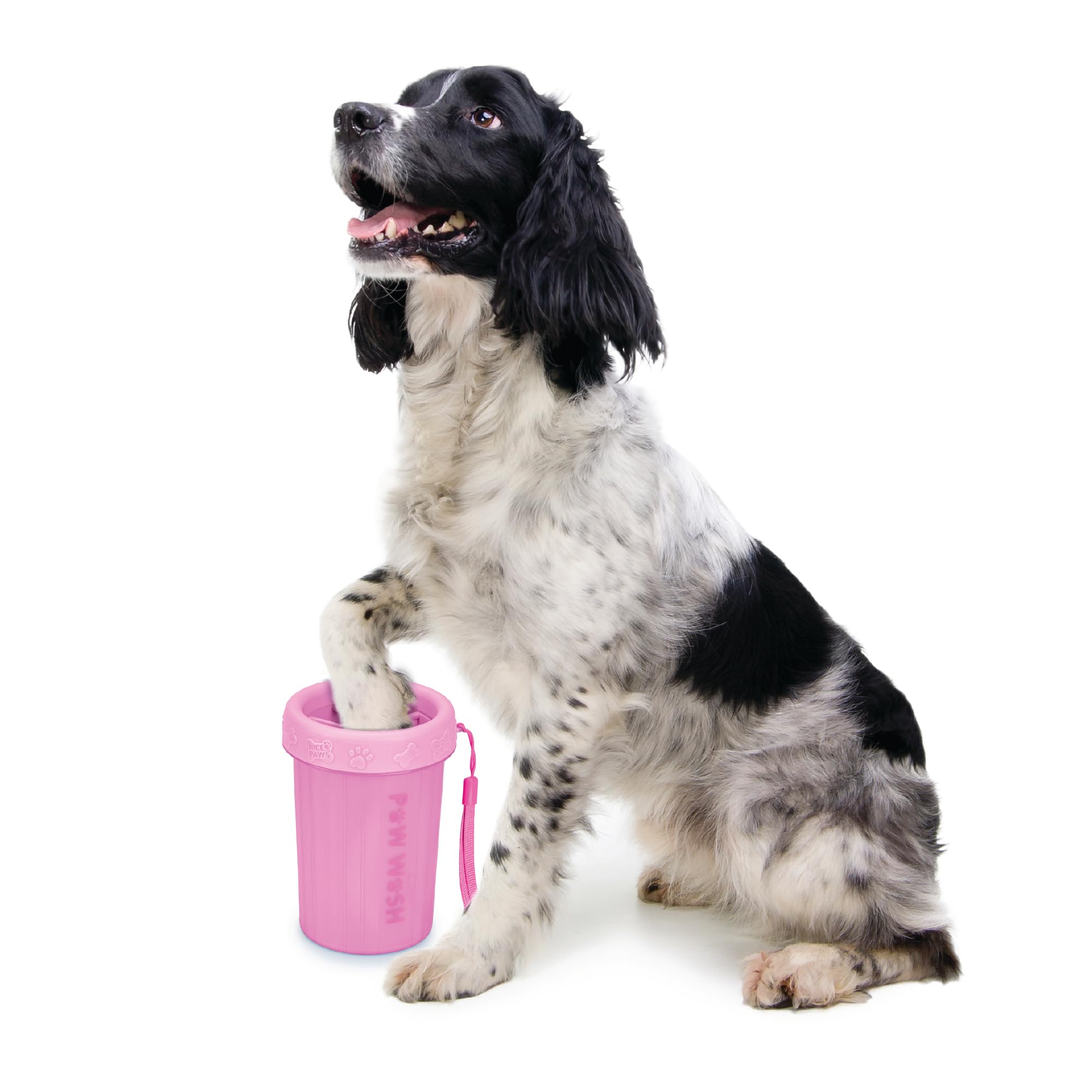 Nice Paws - Dog Paw Cleaner - Pink - Medium - 1 Count - Portable Dog Paw Washer With Microfiber Towel, For Muddy Paws, Medium Do