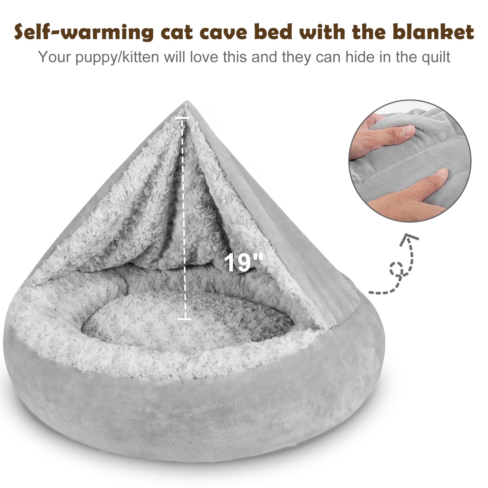 Joejoy Dog Beds For Small Medium Dogs, Cozy Cuddler Luxury Puppy Pet Bed With Blanket Attached, Donut Round Calming Anti-Anxiety