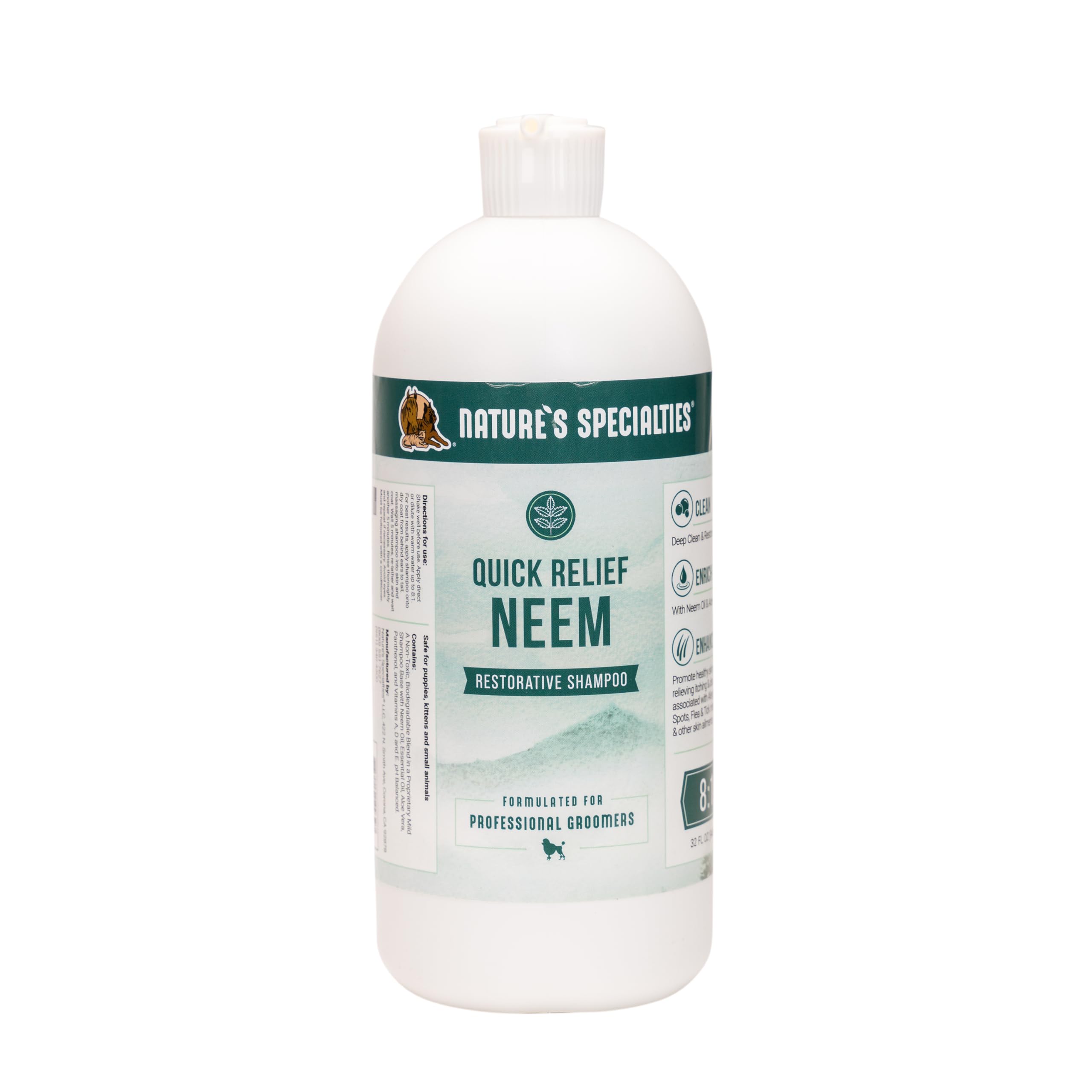 Natures Specialties Quick Relief Ultra Concentrated Dog Neem Shampoo for Pets, Makes up tp 2 Gallons, Natural Choice for Profes