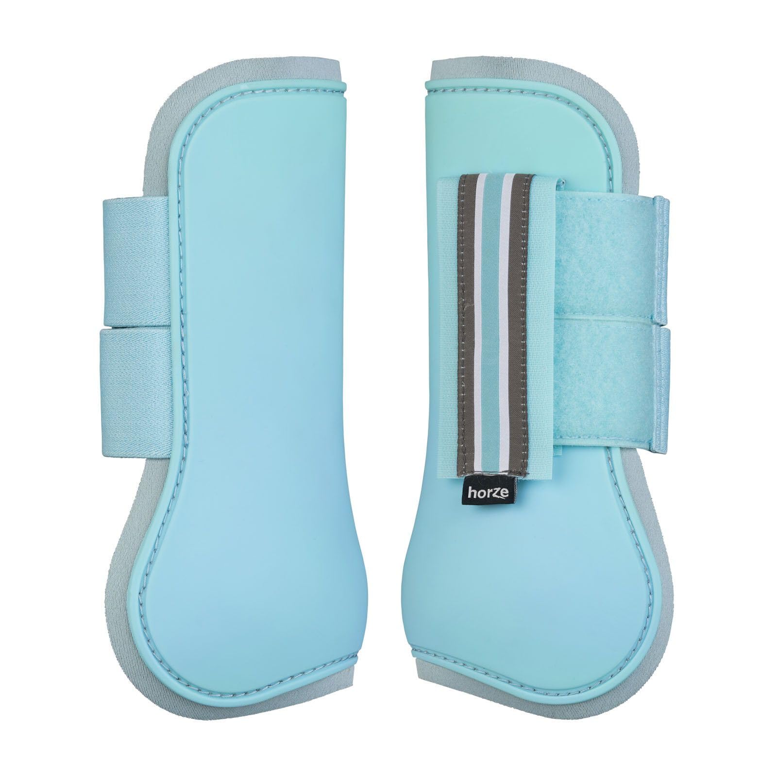 Horze Adepto Open Front Tendon Boots | Durable Shell With Neoprene Lining - Canal Blue - Pony