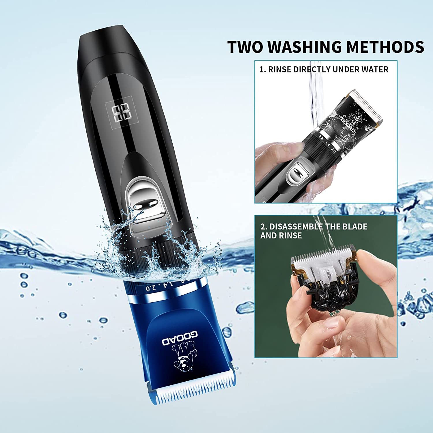 Gooad Dog Clippers Grooming Kit And Paw Trimmer,Low Noise,Electric Quiet,Rechargeable,Cordless,Pet Hair Clippers For Thick Coats