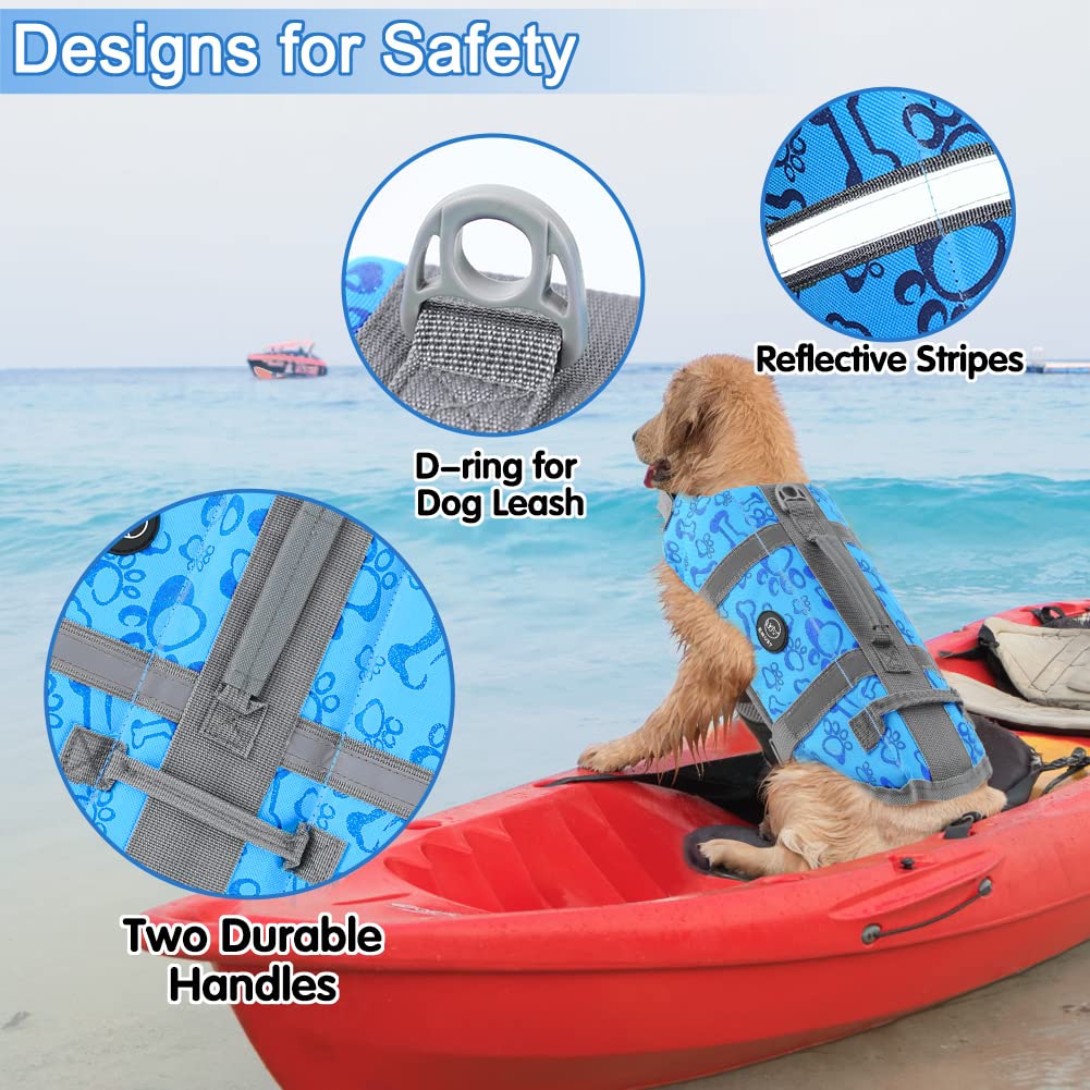 Emust Dog Life Vests, Adjustable Dog Life Jacket With Rescue Handle, Dogs Flotation Vest For Small/Medium/Large Dogs, Xs, Newblu