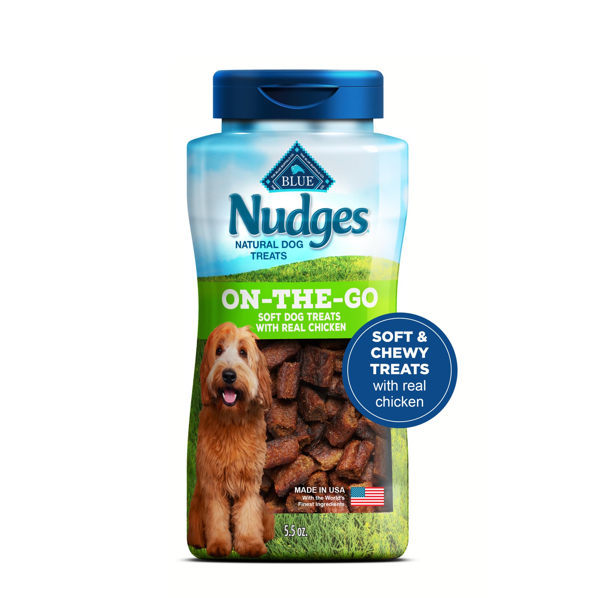 Blue Buffalo Nudges On The Go Dog Treats, Made in the USA with Natural Ingredients, Chicken, 5.5-oz. Bag