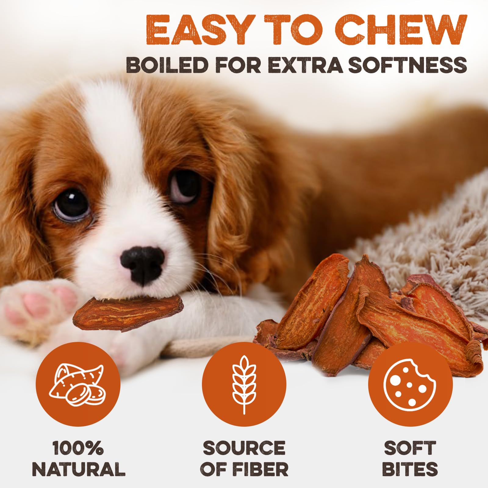 Sweet Potato Slices For Dogs - Soft & Chewy - Single Ingredient Dog Treats, Healthy 100% Natural Sweet Potato Dog Treats With No