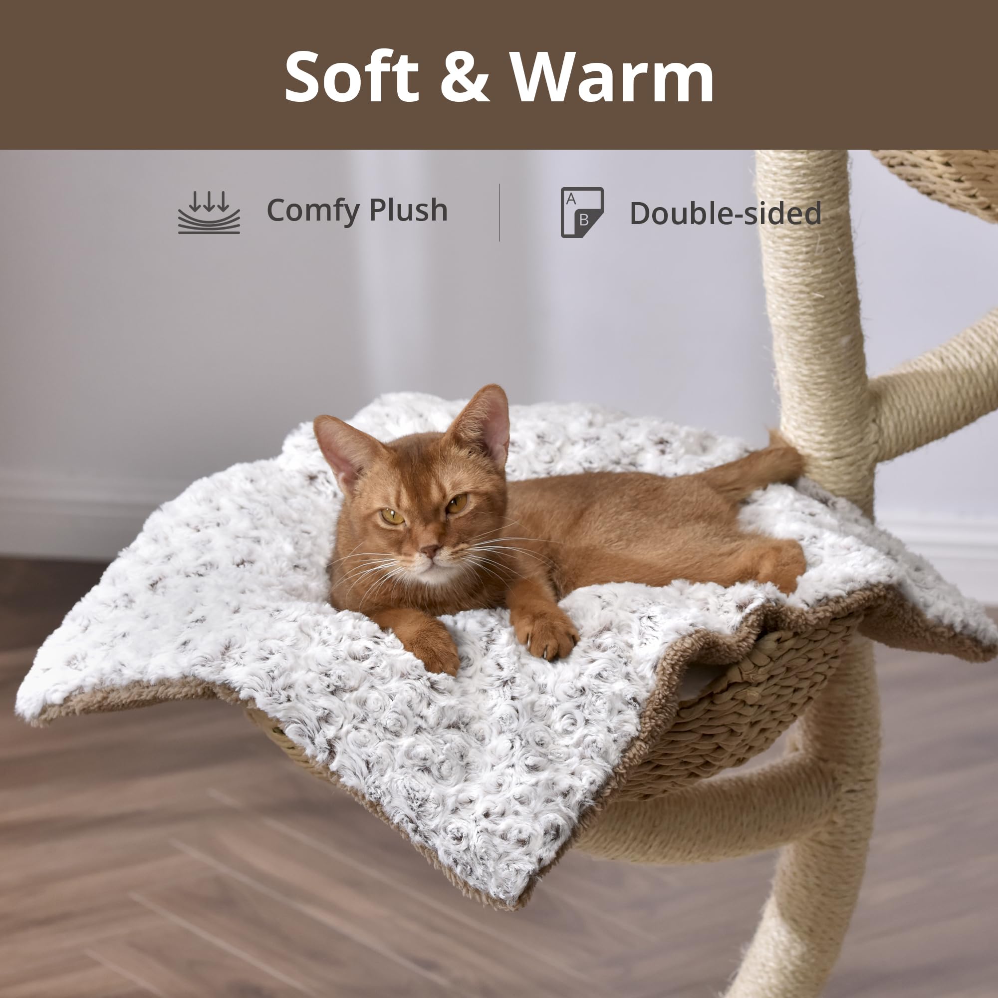 Petace Self Warming Cat Bed, 24'' X 18'' Self Heating Pet Pad, Double Sided Heated Dog Mat Thermal Blanket For Large Kittens Sma