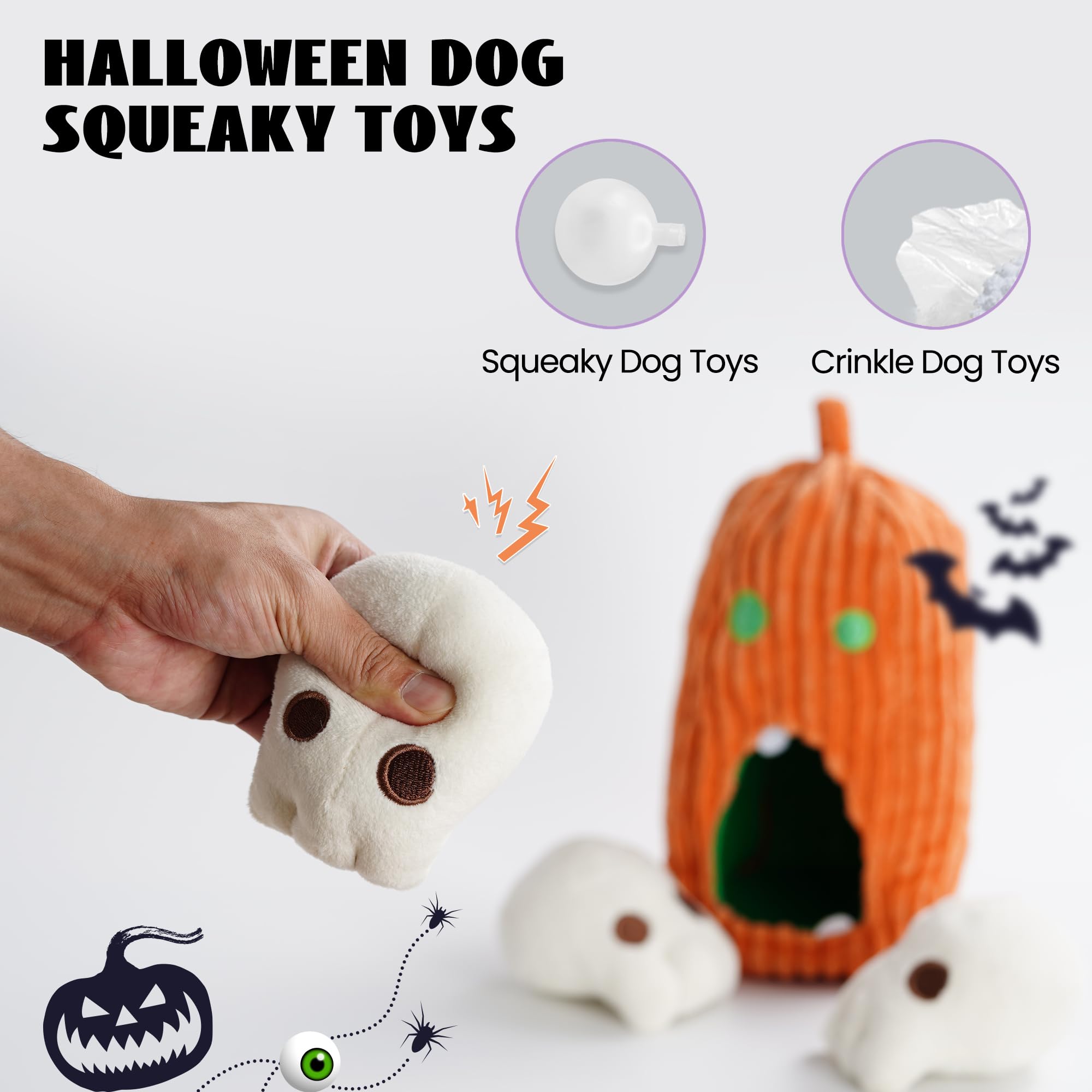 Nocciola 4 Pcs Small Dog Toys, Puppy Dog Toys To Keep Them Busy, Durable Plush Dog Toys For Small Medium Size Dogs, Funny Dog Sq