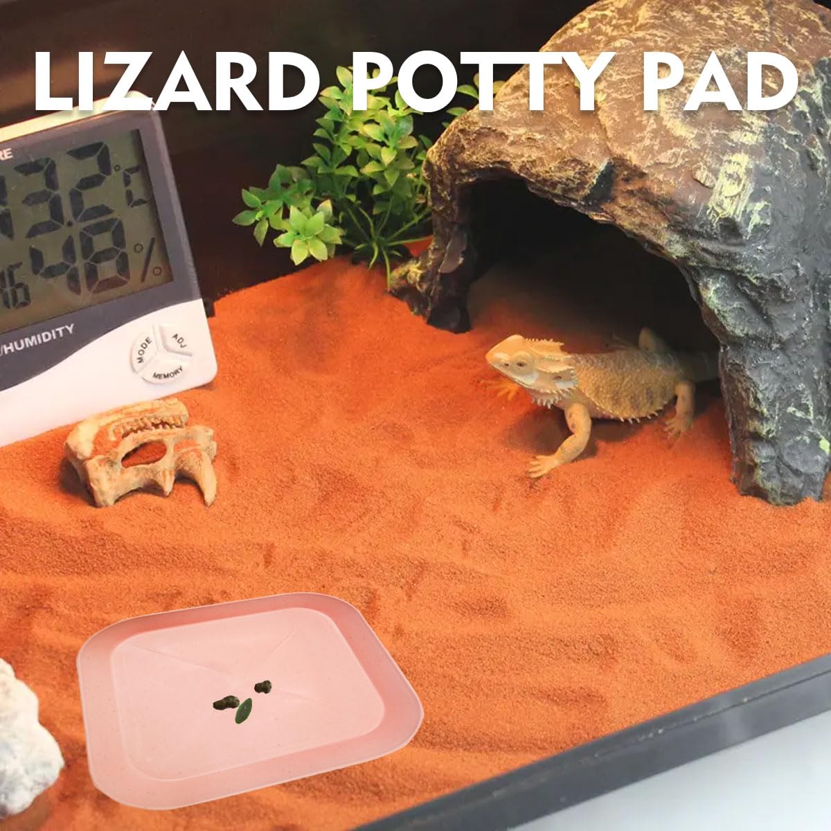 Magneech 2 Pcs Leopard Gecko Potty Pad,Crested Gecko Potty Latrine,Leopard Gecko Tray,Reptile Litter Box,Portable Gecko Tank Acc