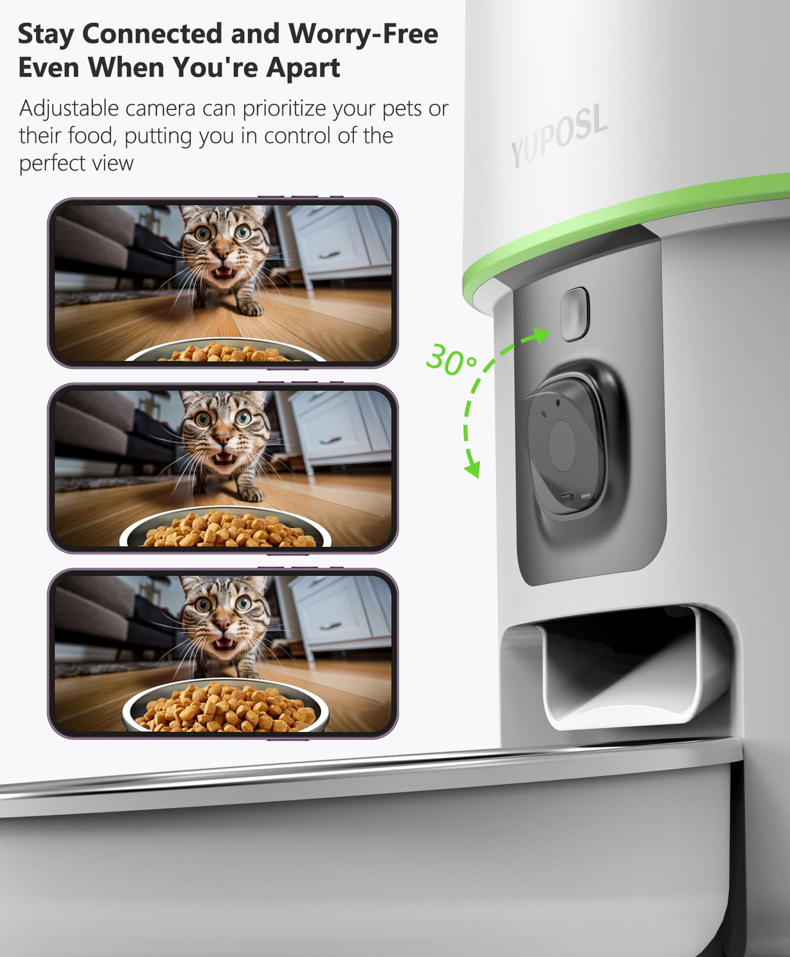 Automatic Cat Feeder with Camera - 5G WiFi Auto Cat Food Dispenser, 1080P HD Video with Night Vision, 1-15 Meals, 1-99 Portions,