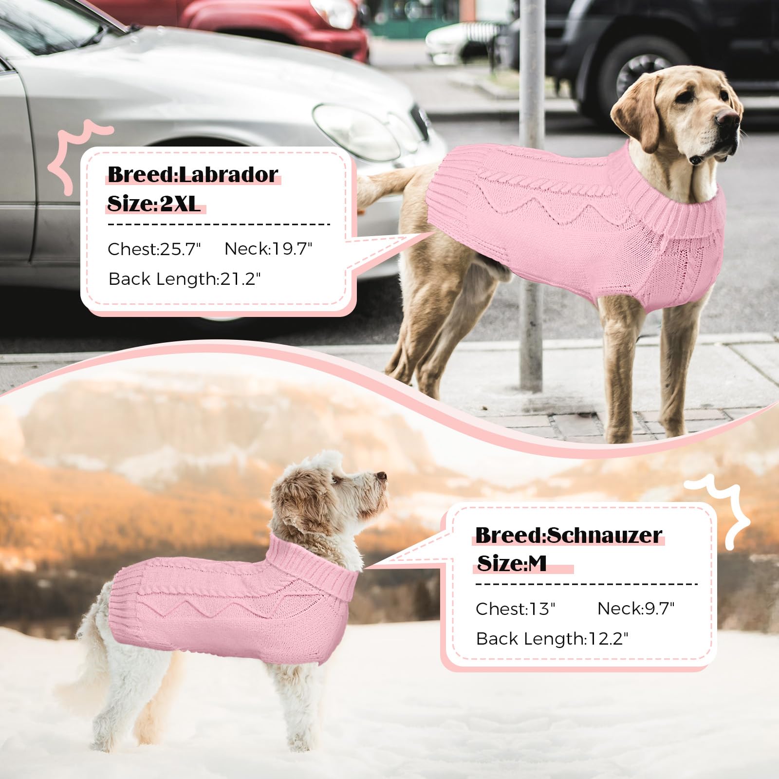 Dog Sweaters For Small Large Dogs Girl, Soft Warm Pup Dogs Shirt, Turtleneck Dog Sweaters For Medium Large Dogs, Double Knitting