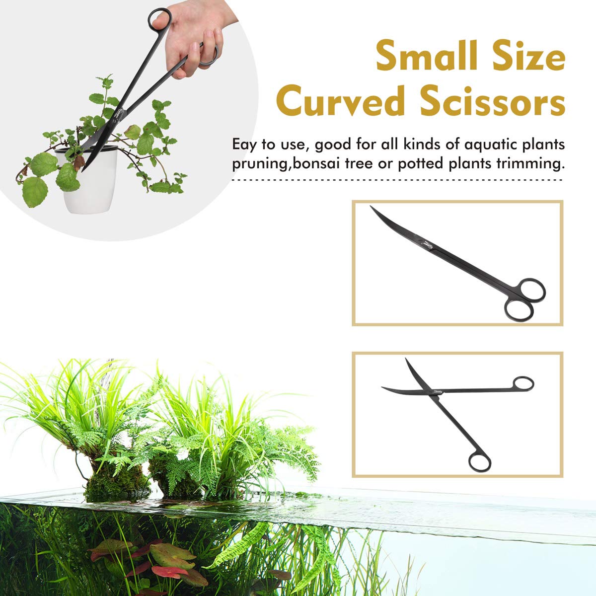 Hygger Long Stainless Steel Premium Aquarium Tools, 4 Pcs Aquatic Plant Tweezers Scissors Spatula Kits Comes With 1 Cleaning Clo