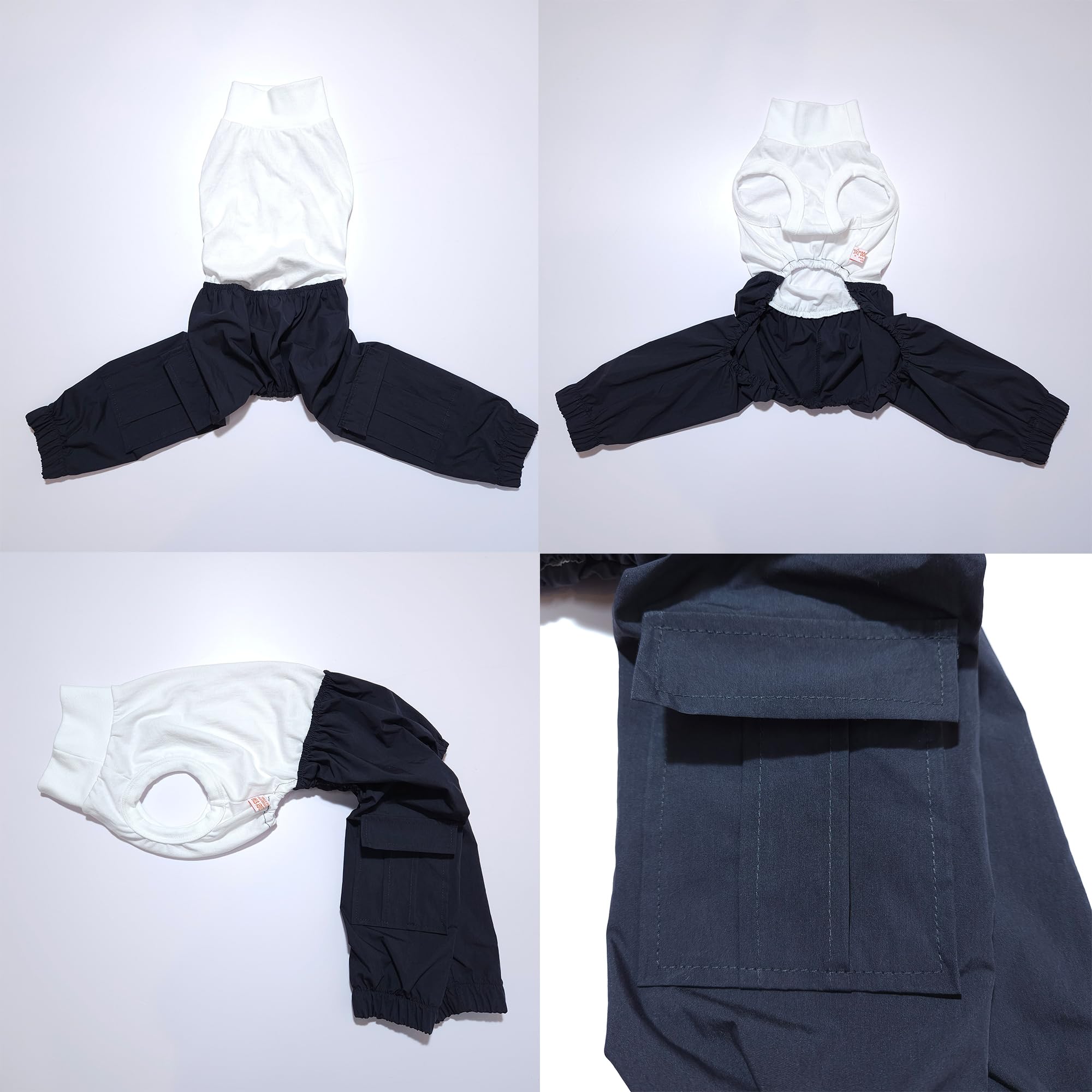 D Doggy Star Italian Greyhound Clothes Cargo Pants Onesie Outfit Whippet For Dog Coat (M,Navy Cargo)