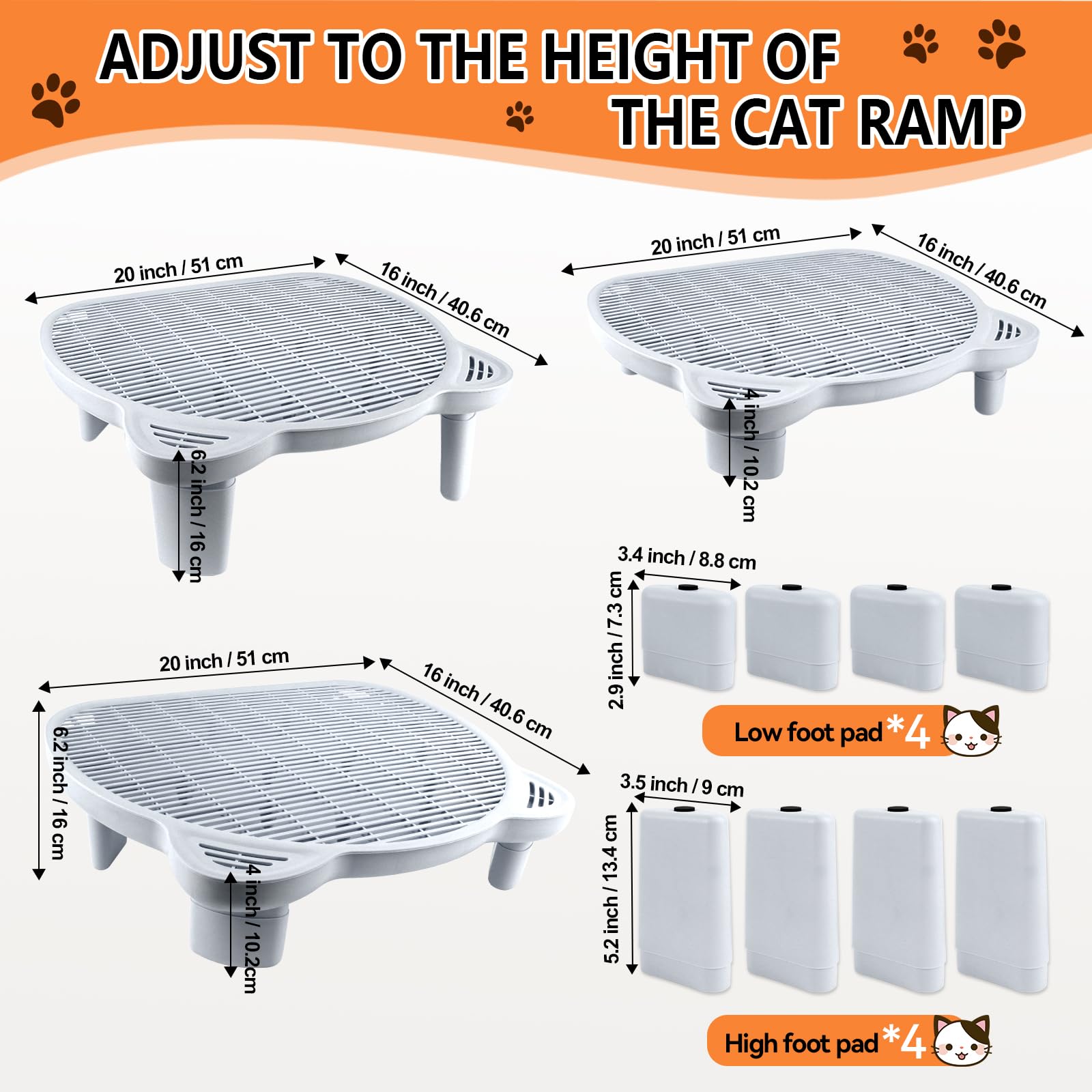 Bartuke Adjustable Cat Ramp Litter Box Step Double Layer With Filter Function, Elevated Litter Box Ramp For Senior Cats Easy Cle