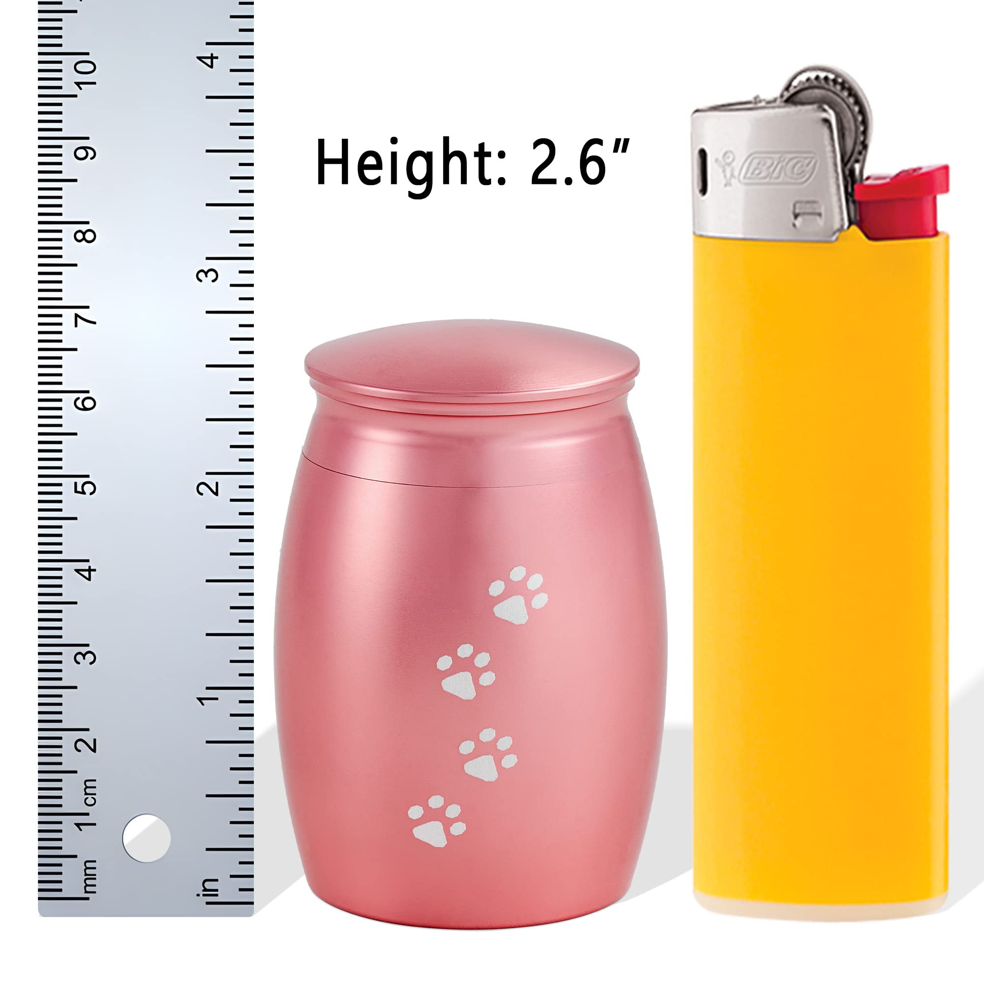 Lines Arte 2.67 Inches Small Keepsake Pet Urns For Dog Cats Ashes,Mini Pink Cremation Urns For Memorial Tiny Animal Ashes With P