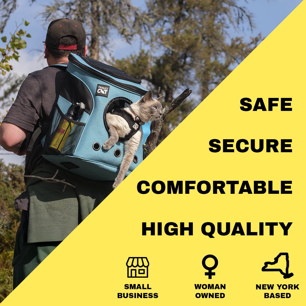 The Fat Cat Aqua Backpack Carrier - Airline Approved Cat Carrier with Space Capsule Bubble for Small Cats and Kittens
