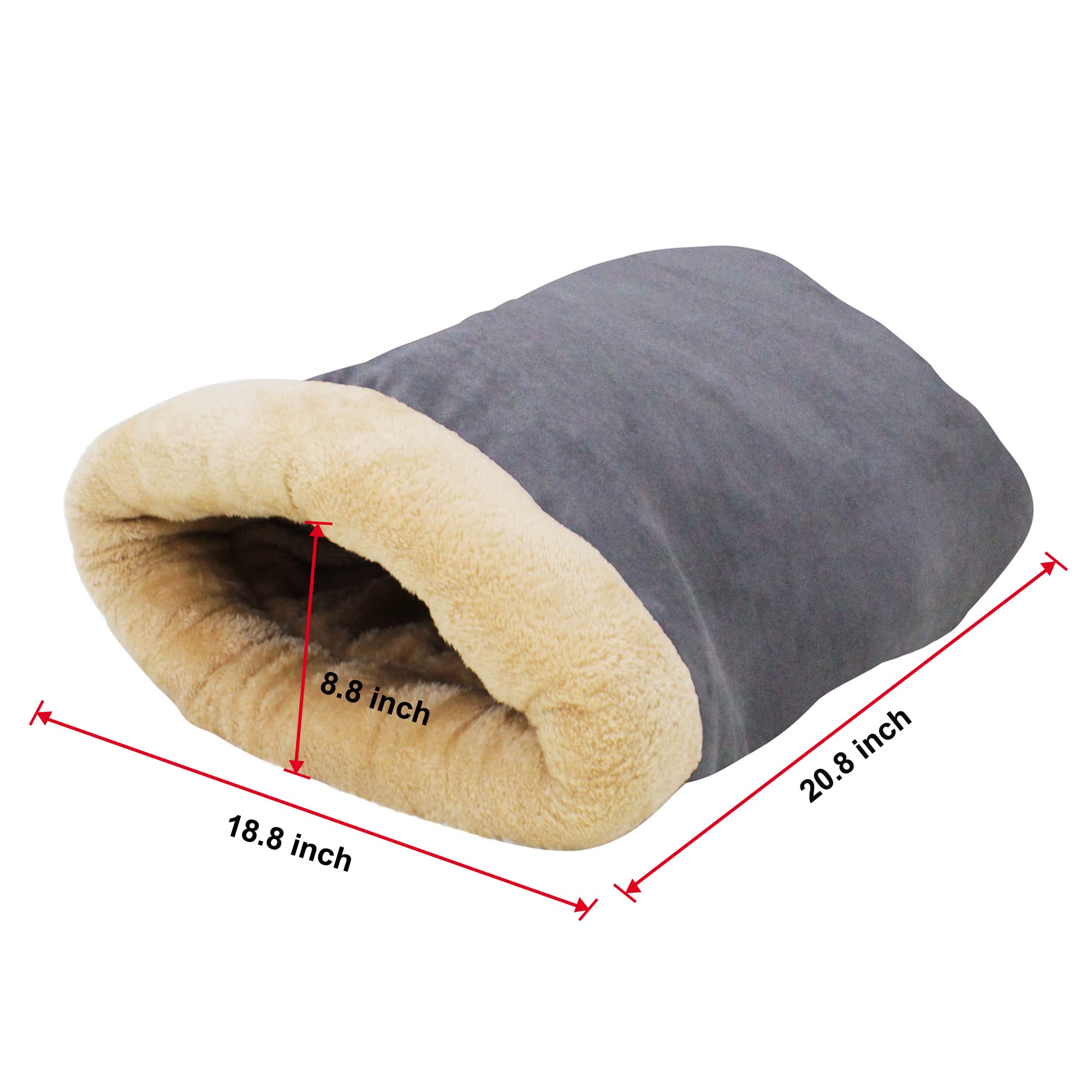 Goopaws 4 In 1 Self Warming Burrow Cat Bed, Pet Hideway Sleeping Cuddle Cave (Gray)