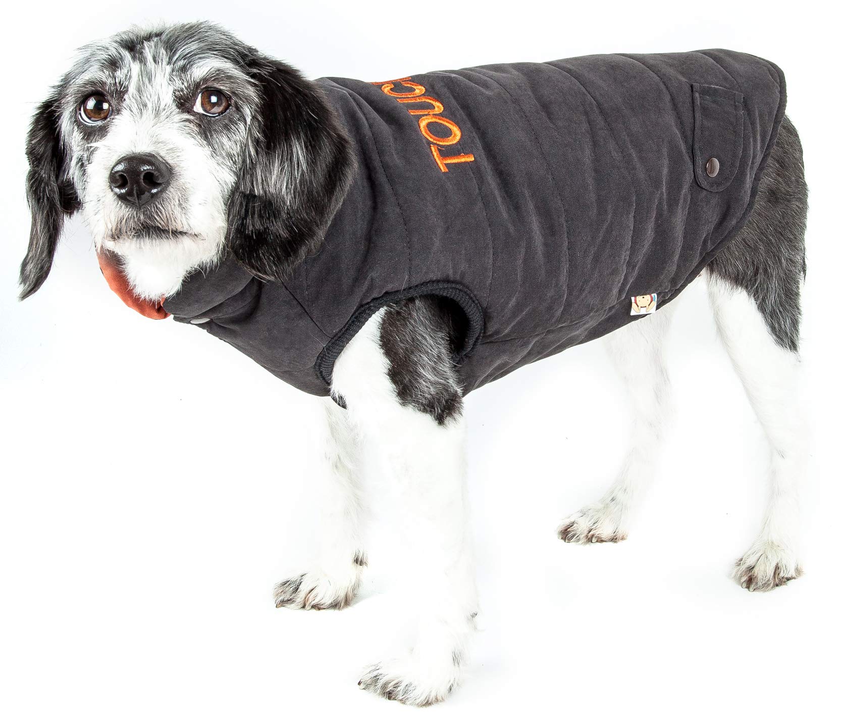 TOUCHDOG 'Waggin Swag' Fashion Designer Reversible 3M Insulated Pet Dog Coat Jacket, Small, Brown / Orange