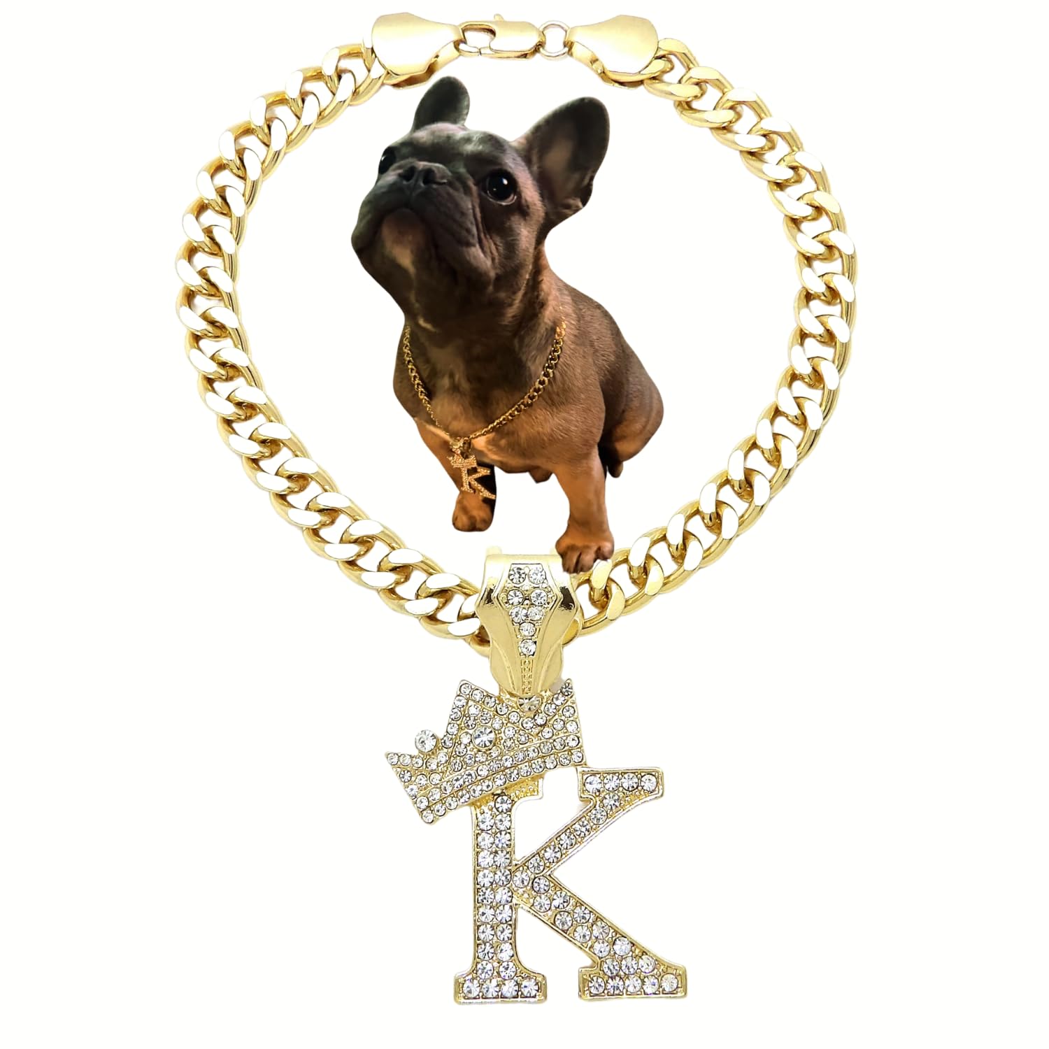 Initial Letter Cuban Chain Dog Chain Pet Chain Pet, Cat, Puppy Necklace (K, 18'')
