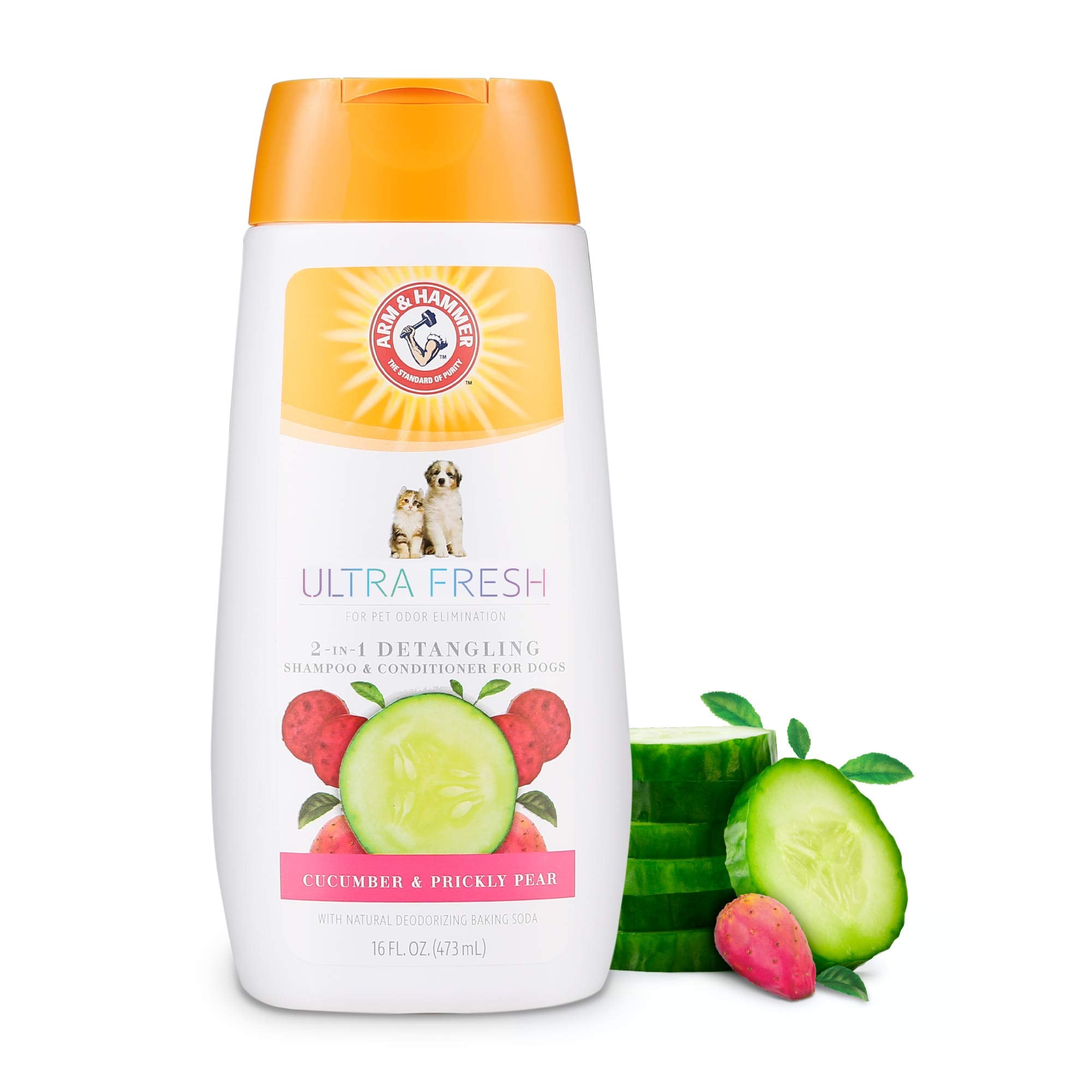 Arm & Hammer Ultra Fresh 2-In-1 Detangling Shampoo And Conditioner, 16 Oz | Baking Soda Neutralizes Bad Odors For An Advanced Clean | Cucumber And Pear Scent