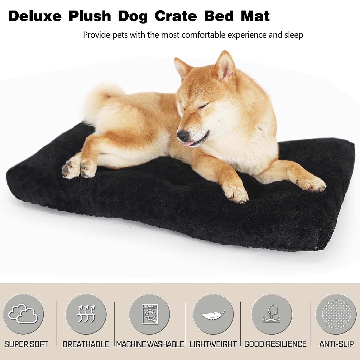 Necesitar 30 Inch Dog Crate Bed For Medium Dogs Washable Black Soft And Fluffy Crate Mats For Dog Cages Up To 40 Lbs Pet Bed Mat
