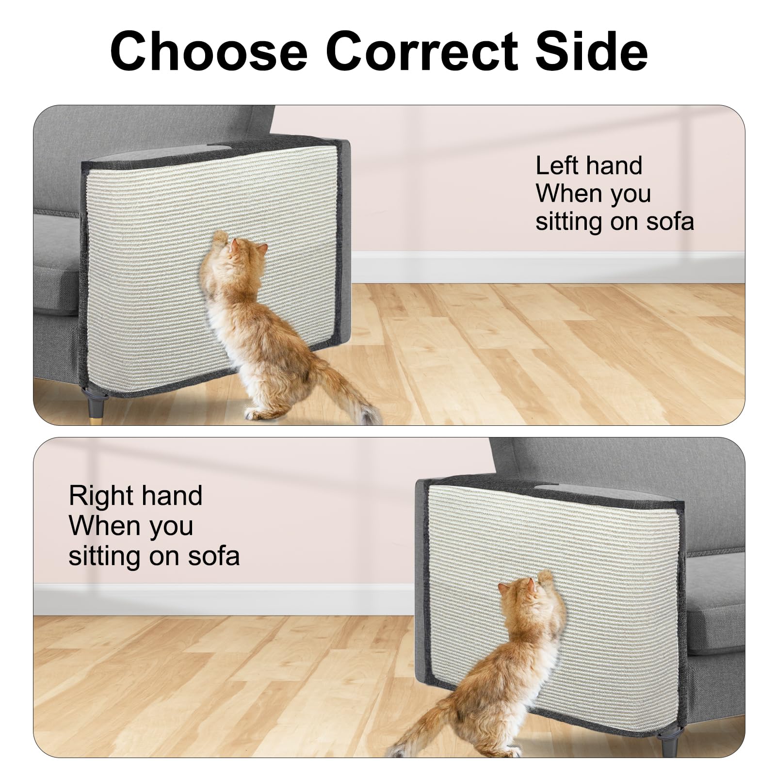 Cat Scratch Sofa Protector,Cat Scratching Couch Protector With 19.7''L*23.6''W Natural Sisal For Protecting Couch Sofa Chair (Right Hand)