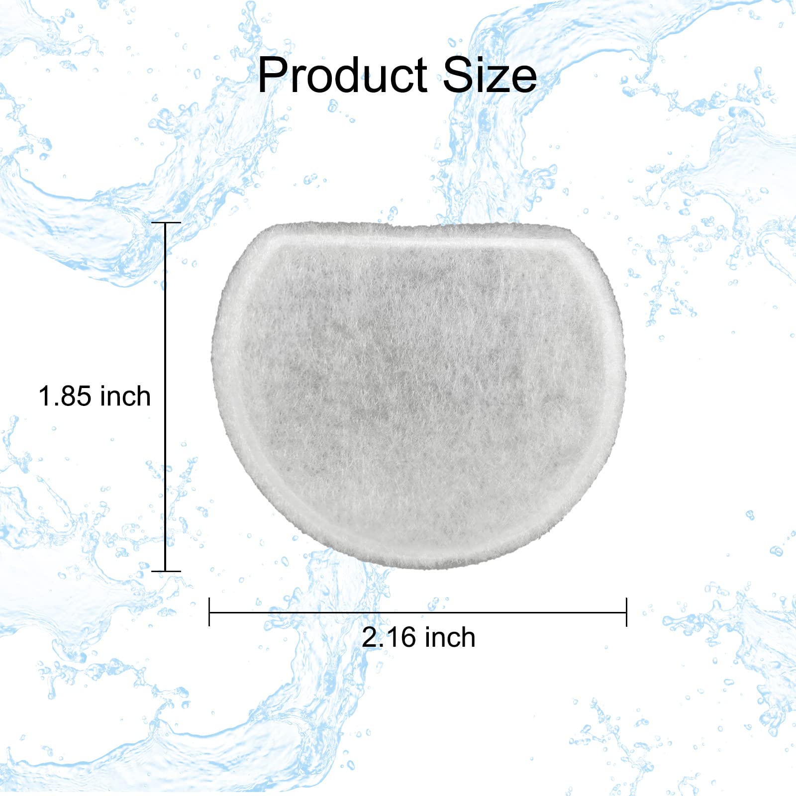 Ukulork 16 Pack Pet Fountain Filter Replacement - 8 Carbon & 8 Foam Filters for Water Dispensers - White